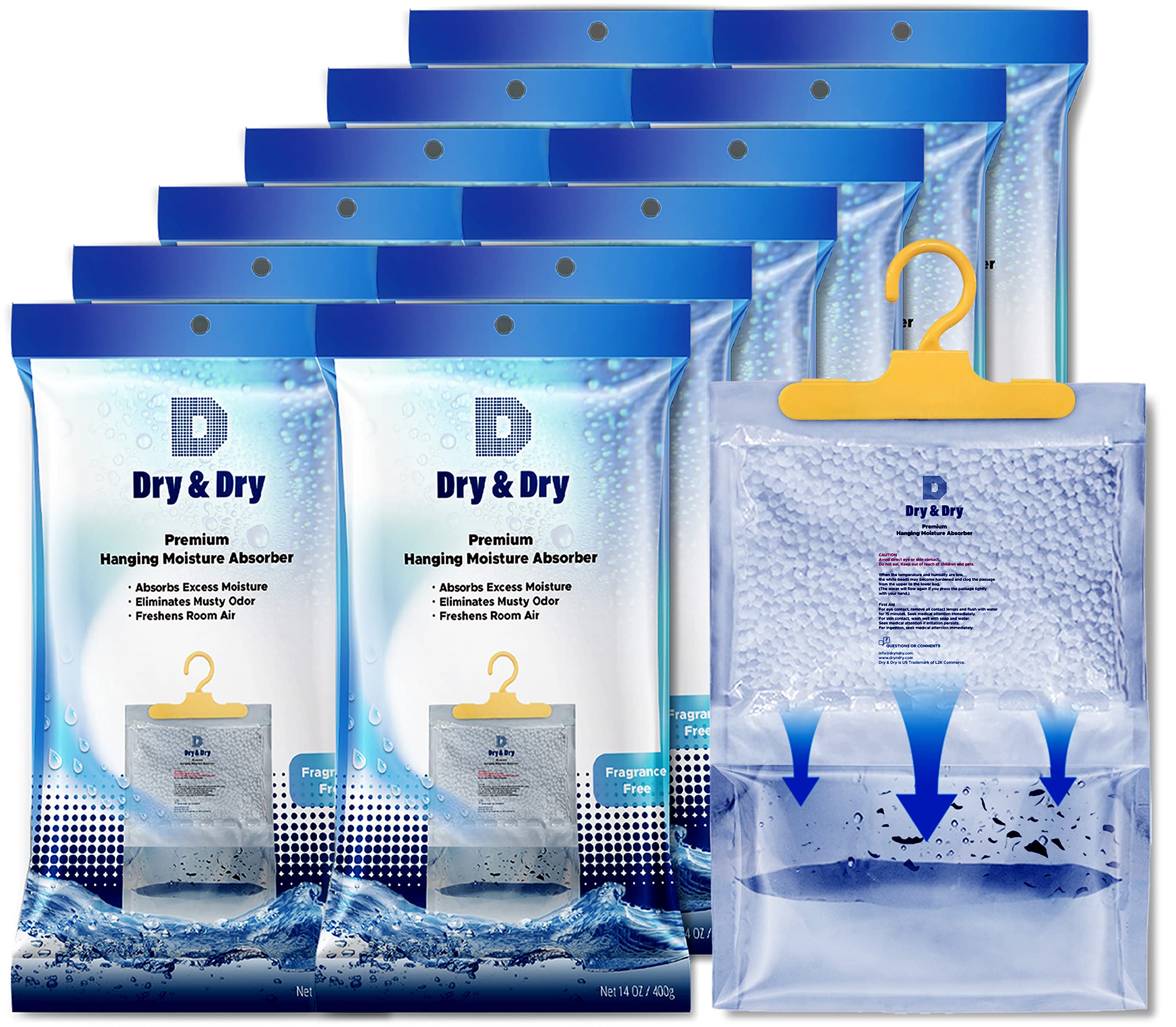 Dry & Dry 12 Pack[14 Oz] Premium Moisture Absorbers Dehumidifiers For Home Dehumidifier For Basement Dehumdifiers For Bedroom Sm