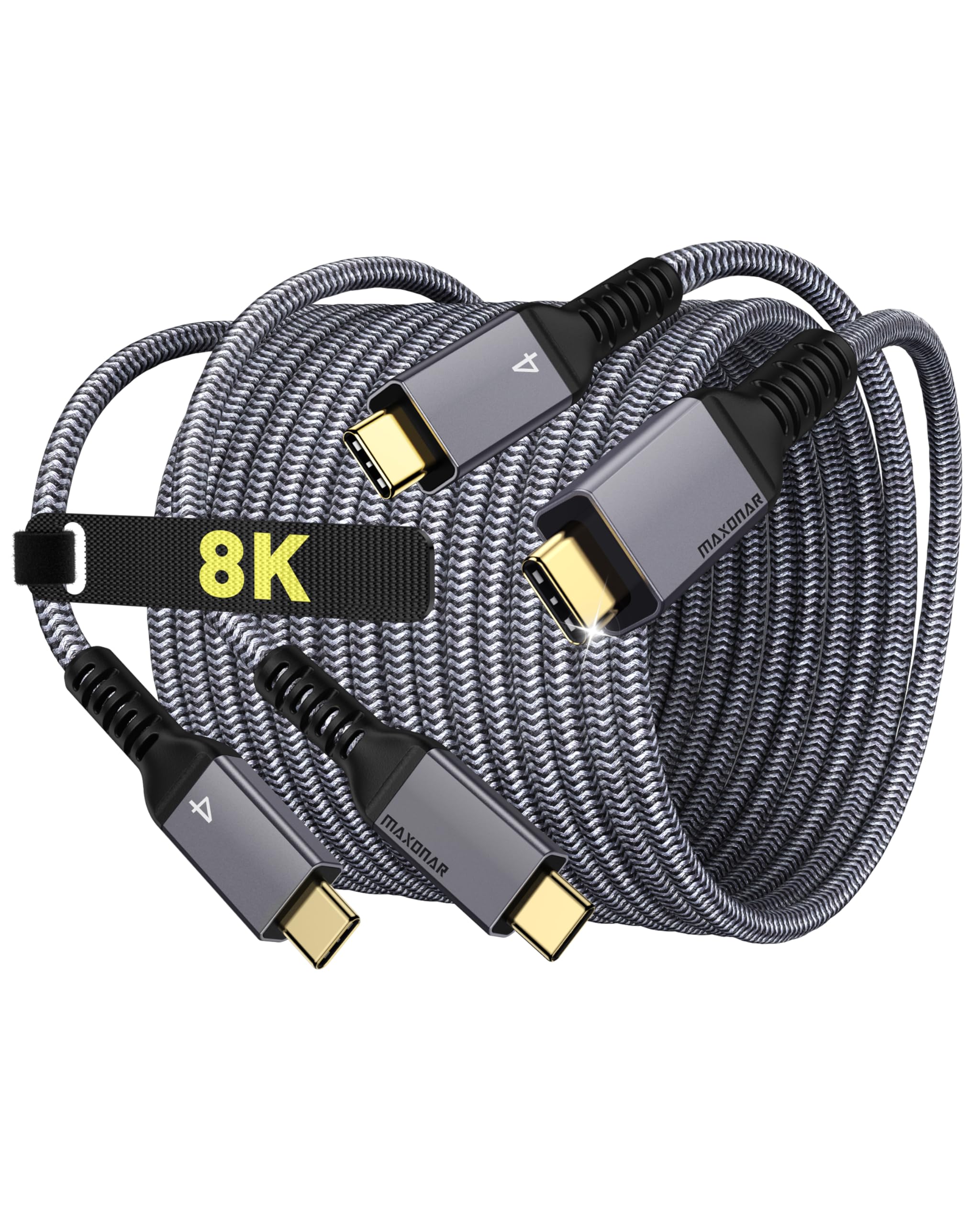 Maxonar [2 Pack 4Ft] Thunderbolt 4 Cable, 240W Thunderbolt Cable 40Gbps Sync 8K/5K@60Hz Display And For Thunderbolt 4, Thunderbolt 3, Usb4, And Usb C Devices