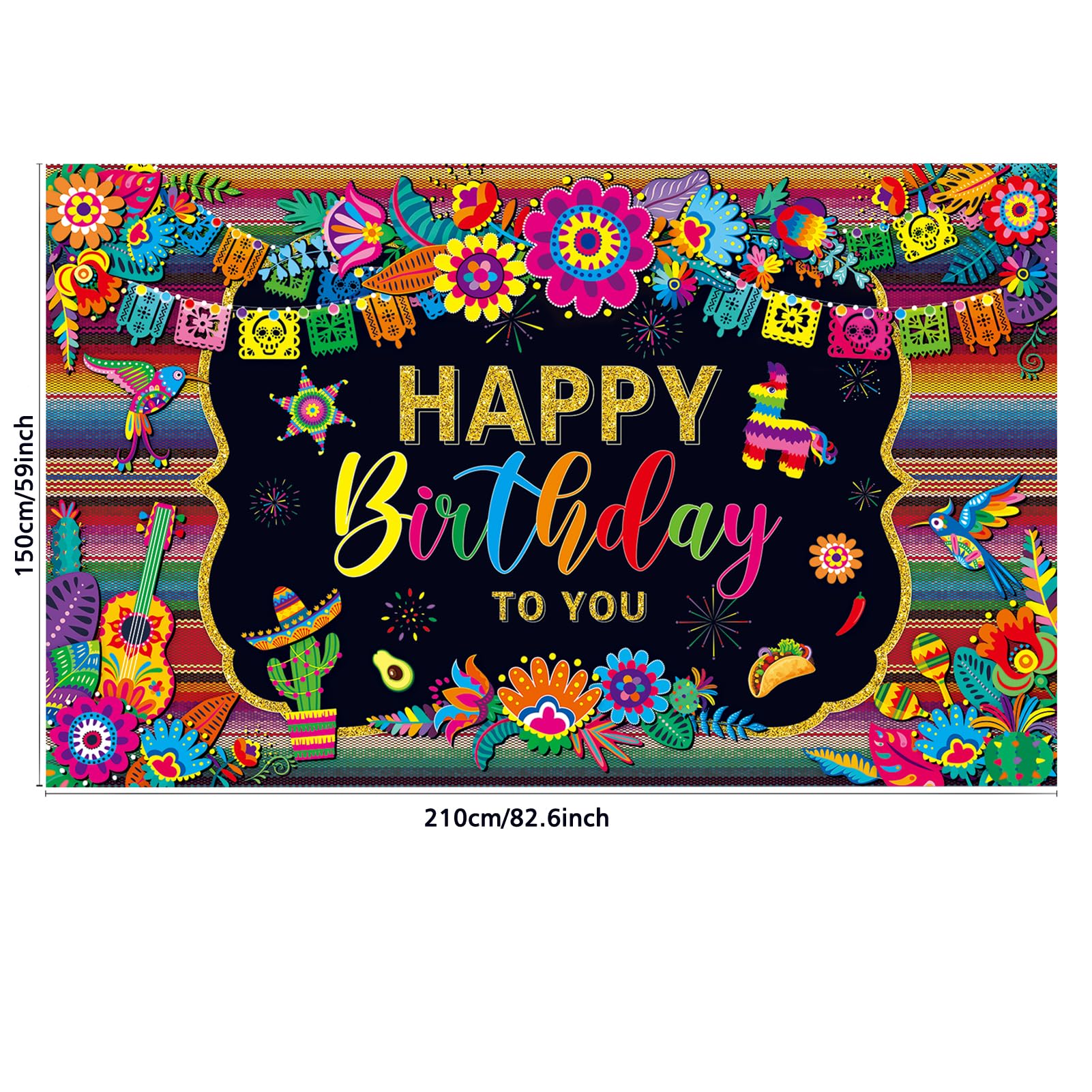 Launuo 7 * 5Ft Mexican Fiesta Themed Happy Birthday Backdrop Mexico Cinco De Mayo Party Decorations Fiesta Banner Carnival Suppl