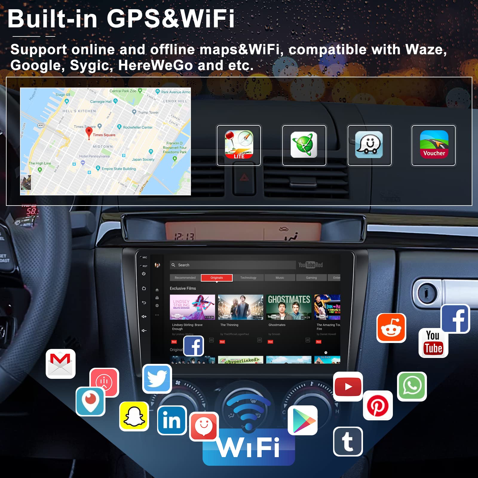 [2+64G] Android 13 Car Stereo For Mazda 3 2006 2007 2008 2009 2010 2011 2012 With Wireless Carplay&Android Auto,9 Inch Touch Screen Car Radio With Gps Wifi Bluetooth Fm/Rds Swc Dual Usb+Backup Camera