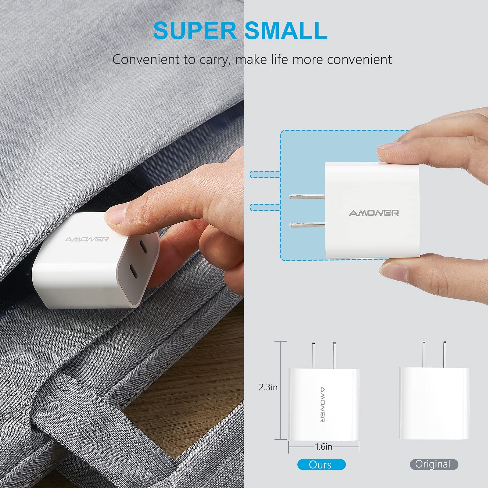 Usb C Charger, Amoner 2Pack Type C Fast, Dual Port 25W Pd Fast Usb C Wall Charger Compatible With Iphone 14/13/12/12 Mini/12 Pro