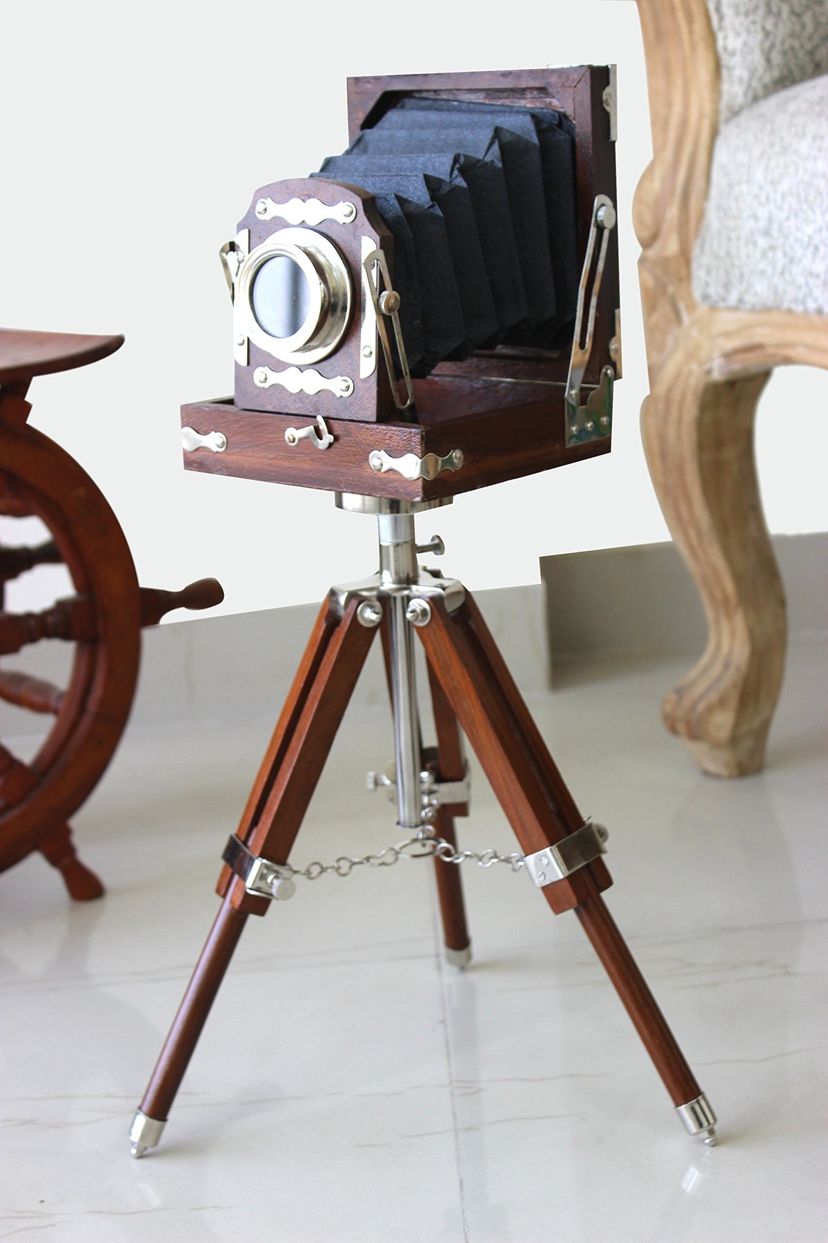 Decorative Wooden Adjustable Tripod Camera Vintage Design Unique Look ...