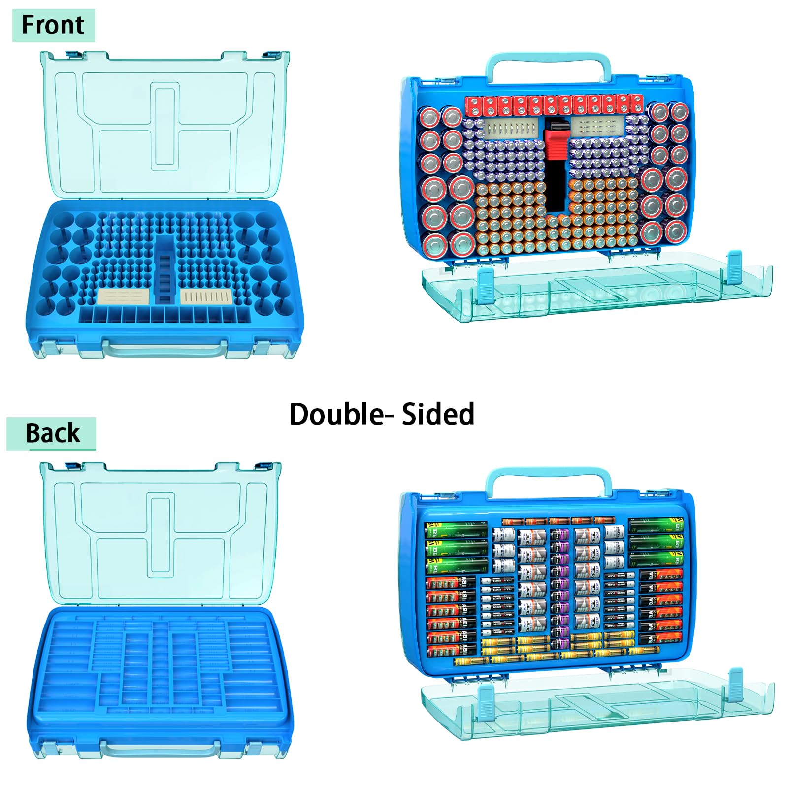 Large Capacity 269 Battery Organizer Storage Case With Tester, Double Side Battery Holder Container For Aa Aaa Aaaa C D 9V Lithi