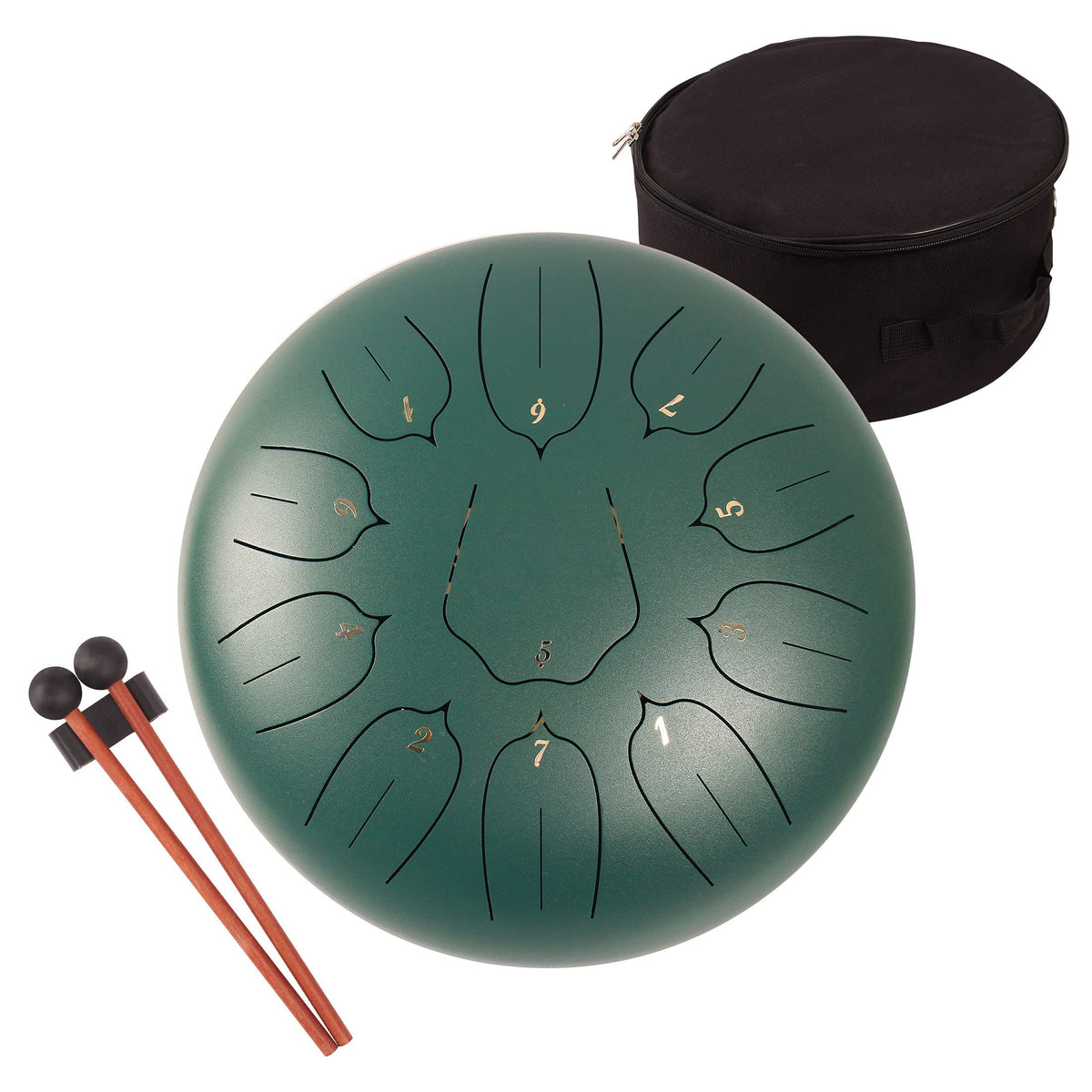 Lomuty 12 Inches Steel Tongue Drum - 11 Notes 12 Inches - Percussion Instrument -Handpan Drum With Bag, Music Book, Mallets, Fin