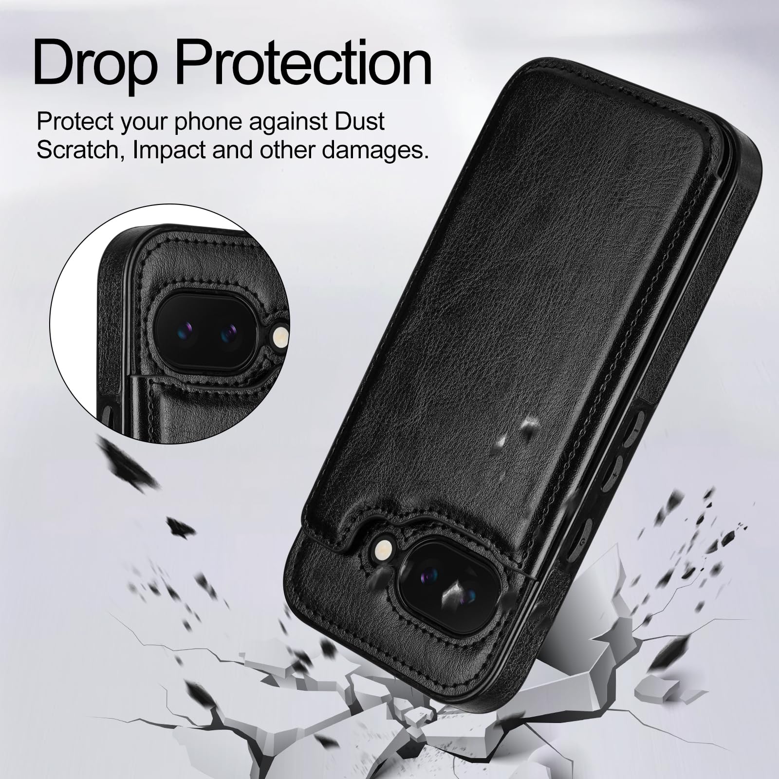 Hiandier For Google Pixel 9A Case Wallet With Card Holder Women Men Pu Leather Case For Google Pixel 9A Double Magnetic Clasp Sh