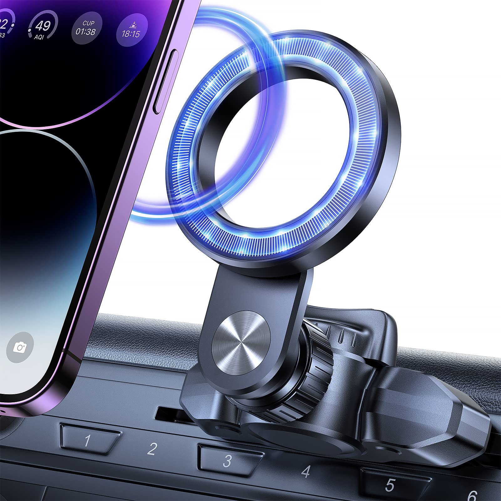 Oqtiq For Magsafe Cd Phone Mount[Hollow Ring Design] Magnetic Phone Holder For Car Cd Phone Holder Mount For Iphone 16 15 14 13 
