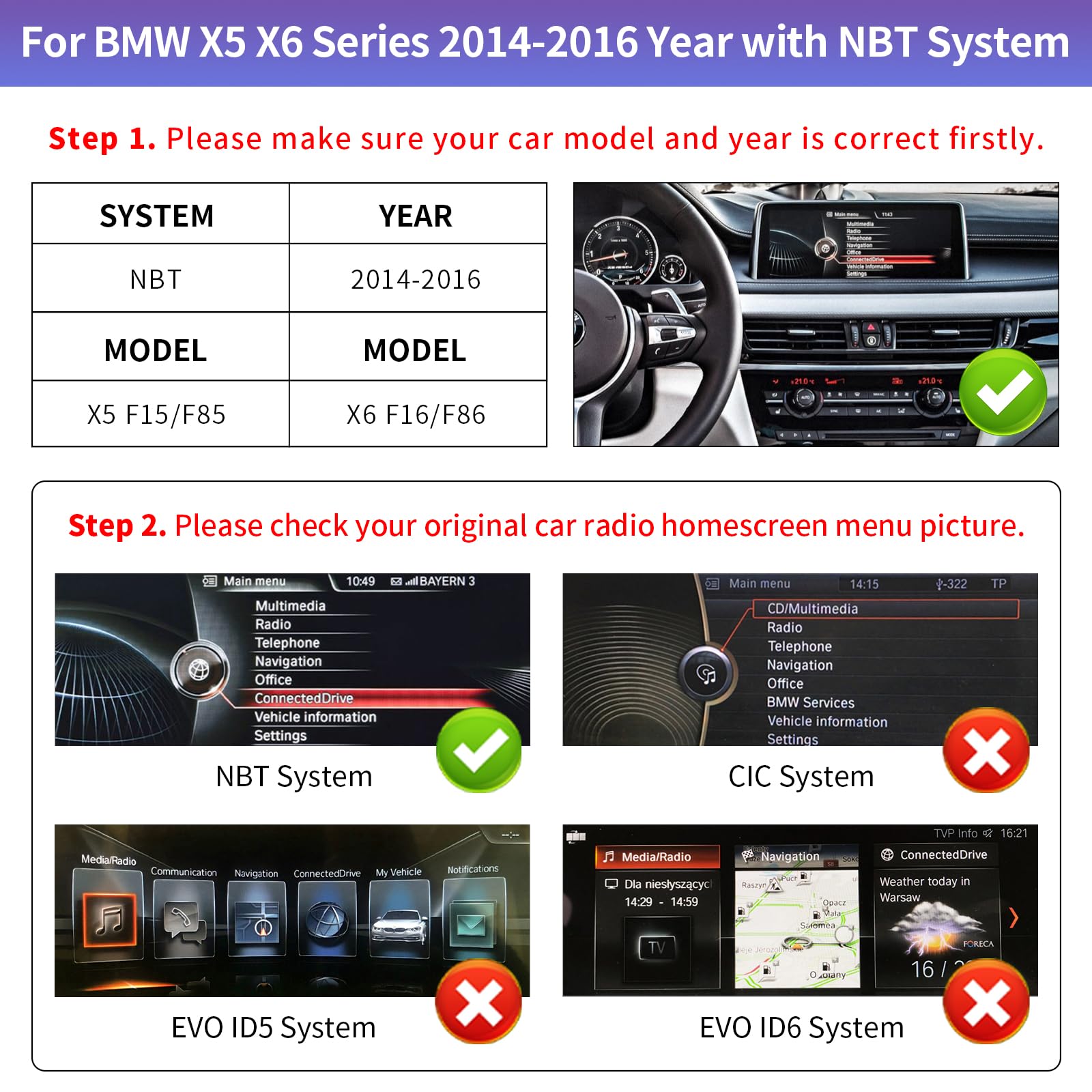 Road Top 10.25 Inch Touchscreen Wireless Carplay Android Auto For Bmw X5 X6 Series F15/F16 2014 2016 Year With Nbt System, Car S