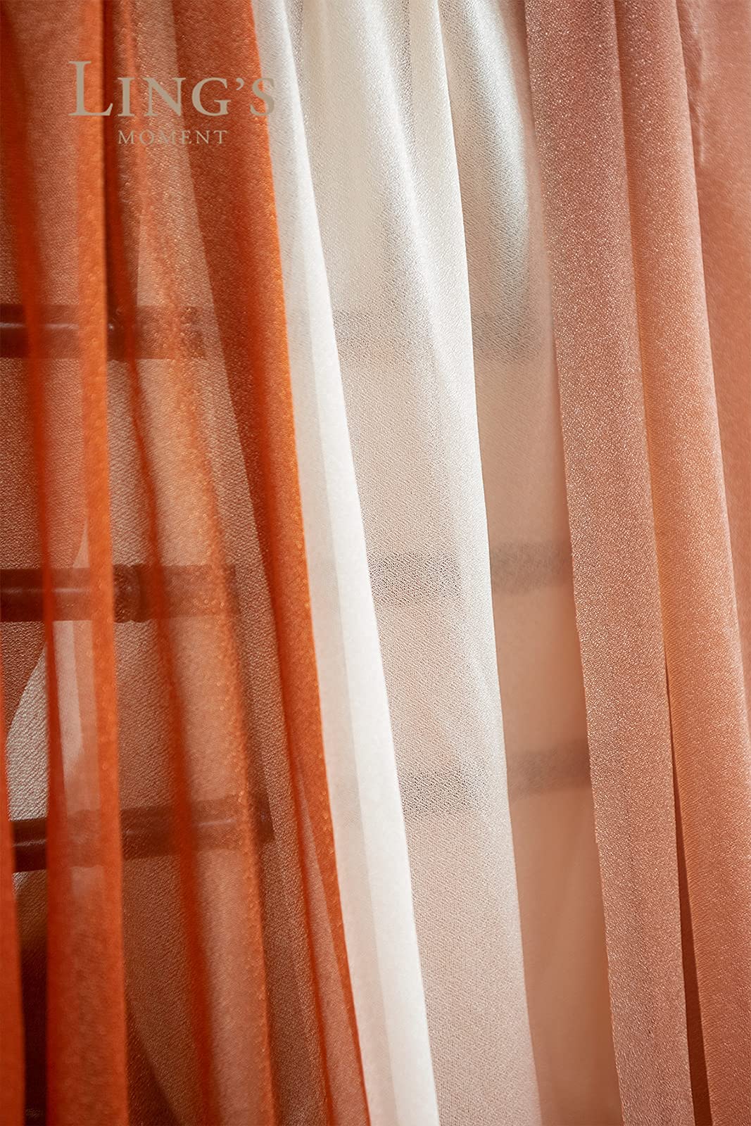 Ling'S Moment 3 Panels 20Ft Fall Wedding Arch Chiffon Draping Fabric, Sheer Hanging Drapes Arrangement For Wedding Ceremony Rece