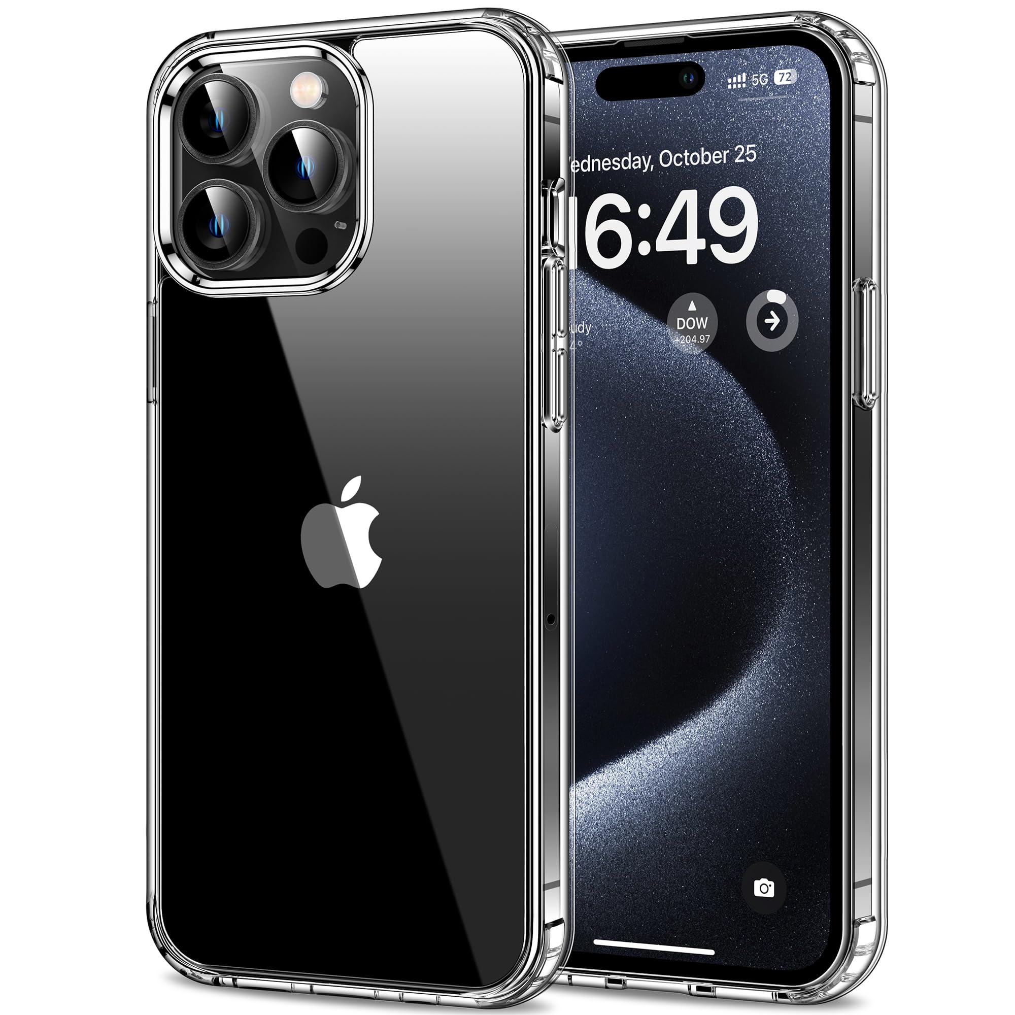HOOMIL Case for iPhone 15 Pro Max 6.7-Inch, Anti-Yellowing, Drop Protection, Anti-Scratch Transparent Hard Back Phone Cover - Cr