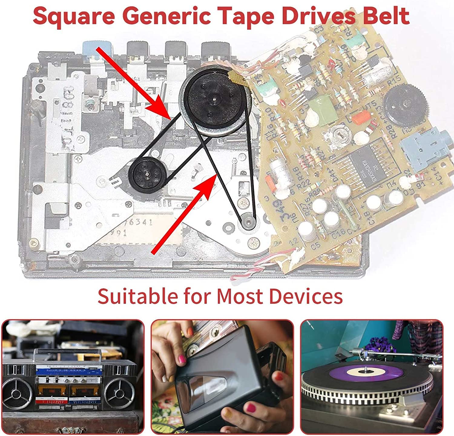 35+ Pack (40-135Mm) Mix Cassette Rubber Square (Width 1Mm) Belt Cassette Machine For Dvd Drive, Xbox 360, Repair Rebuild Common