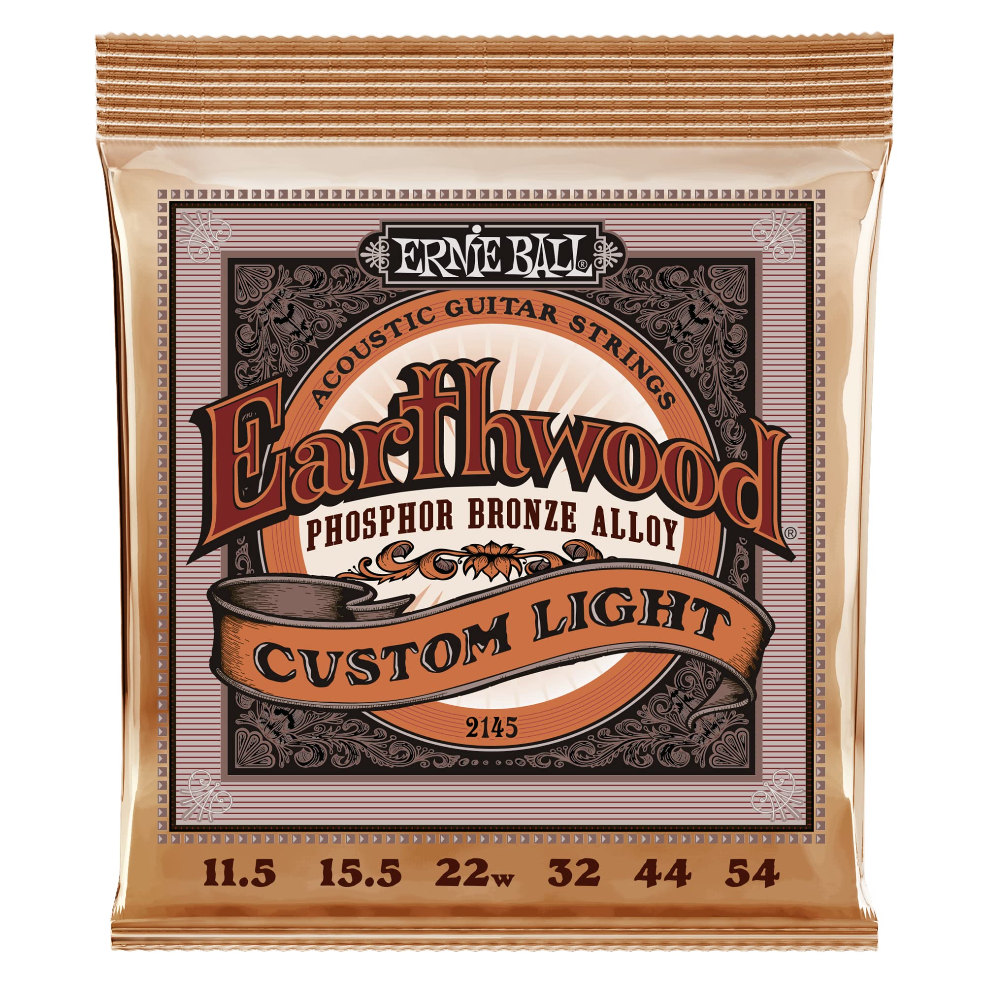 Ernie Ball Earthwood Custom Light Phosphor Bronze Acoustic Guitar Strings, 11.5 54 Gauge (P02145)