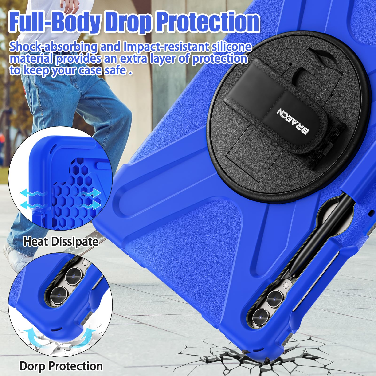 Braecnstock Case For Samsung Galaxy Tab S9 Fe+ Plus/ S9+ Plus/ S8+ Plus/ S7 Fe/ S7+ Plus 5G 12.4 Inch Shockproof Protective Tab