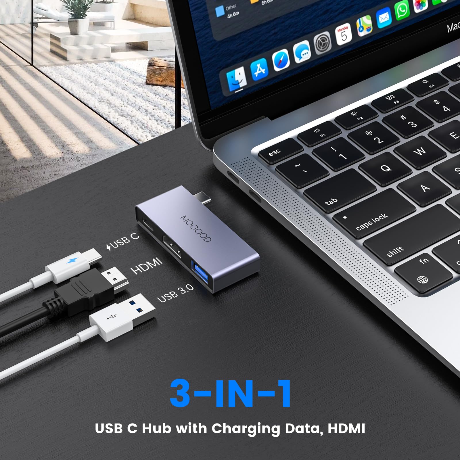 Mogood Usb C To Hdmi Multiport Adapter Type C To 4K Hdmi Adapter Multiport Av Adapter Av Adapter With Charging Supports 4K Uhd V
