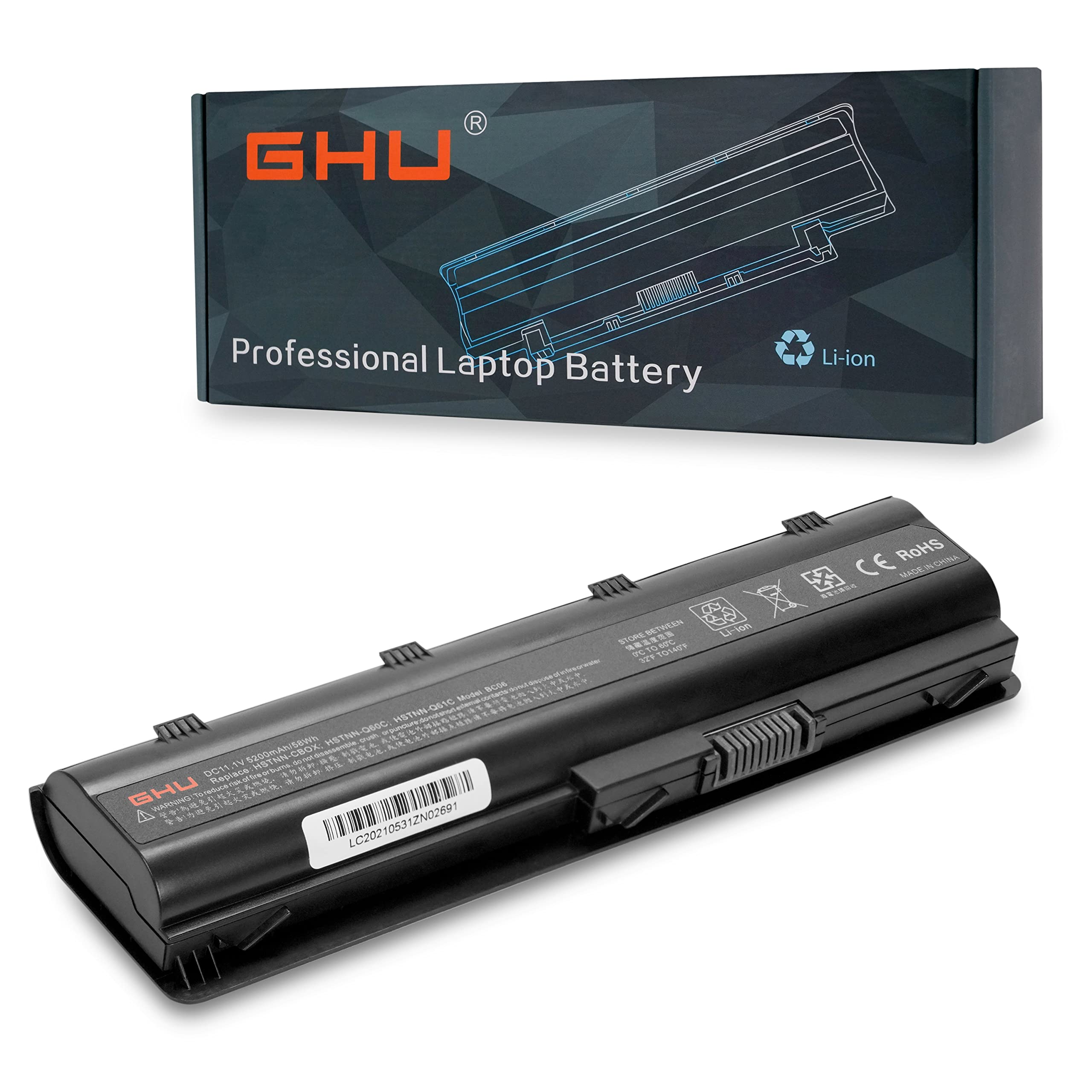 Ghu New Battery 58 Wh 593554 001 593553 001 Mu06 593562 001 Compatible With Hp G32 G42 G56 G62 G62T G72 G72T Presario Cq42 Cq43
