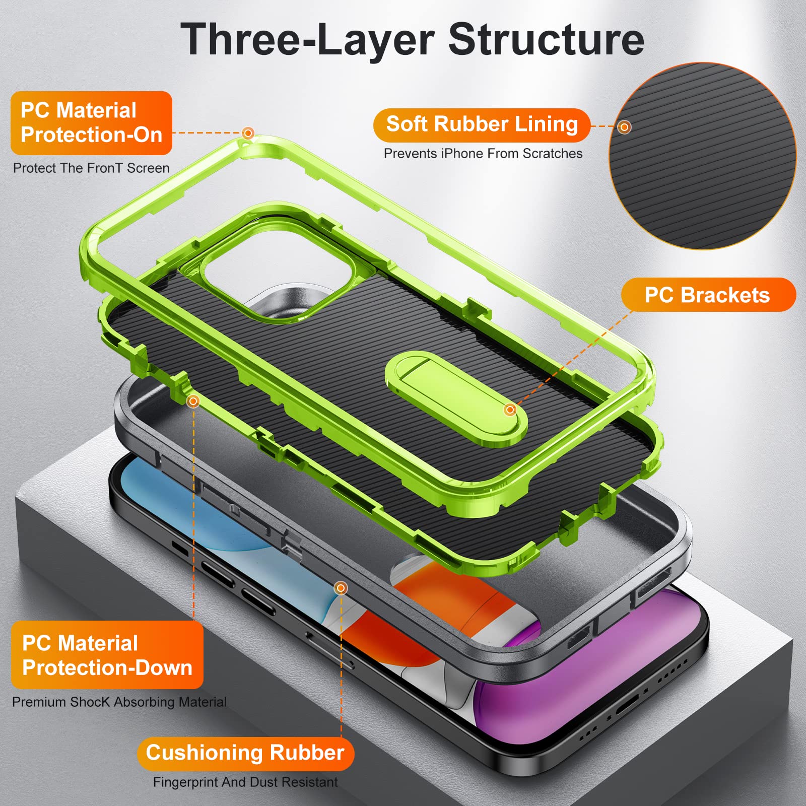 Bahahoues For Iphone 11 Case, Iphone 11 Phone Case With Built In Kickstand,Shockproof/Dustproof/Drop Proof Military Grade Protec