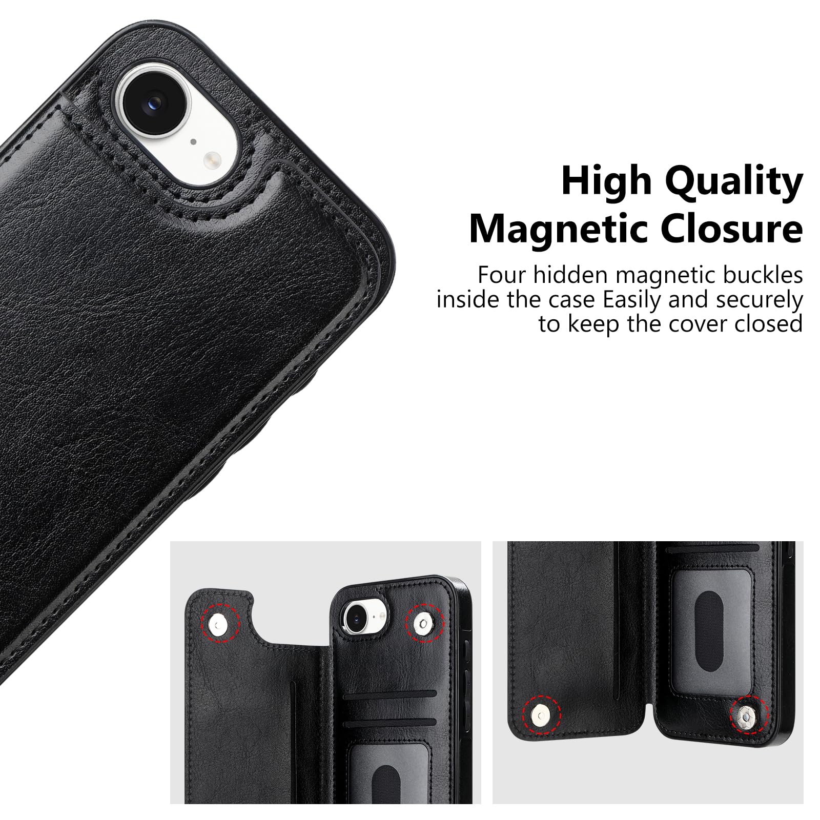 Hiandier For Iphone 16E Case Wallet With Card Holder Premium Pu Leather Flip Case For Iphone 16E With Double Magnetic Closure Wo