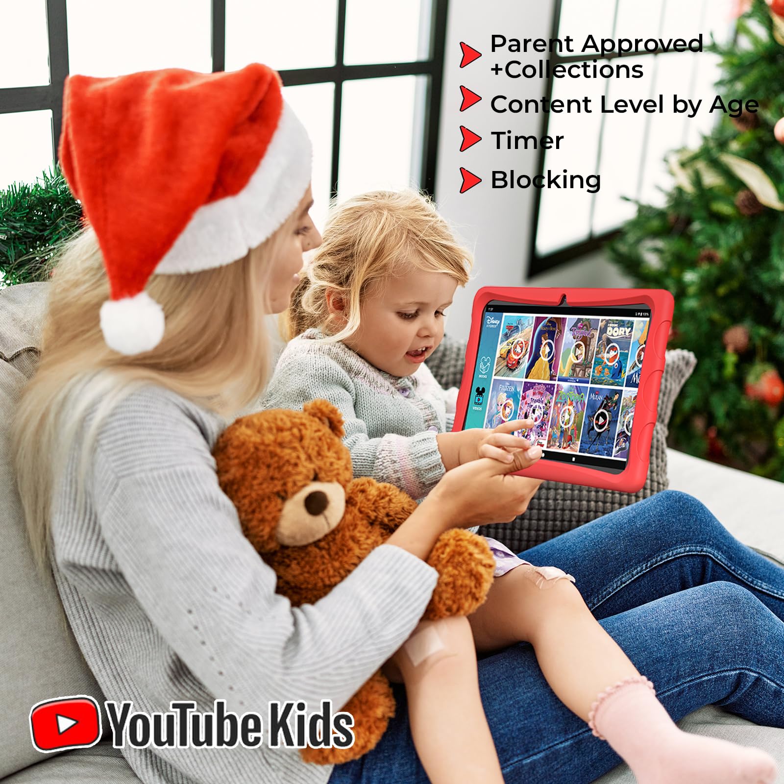 Contixo K103 Kids Tablet   Tablet For Kids Toddler With 80 Disney Storybooks Pre Installed, 10 Inch, 32Gb, Android Wifi, Parental Control, Learning Tablet For Children, Kid Proof Case (Red)