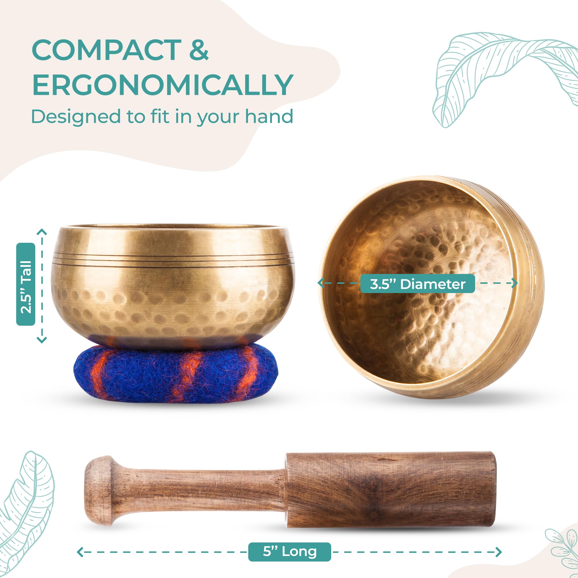 Ohm Store Tibetan Singing Bowl Set   Meditation Sound Bowl Handcrafted In Nepal For Yoga, Chakra Healing, Mindfulness, And Stres