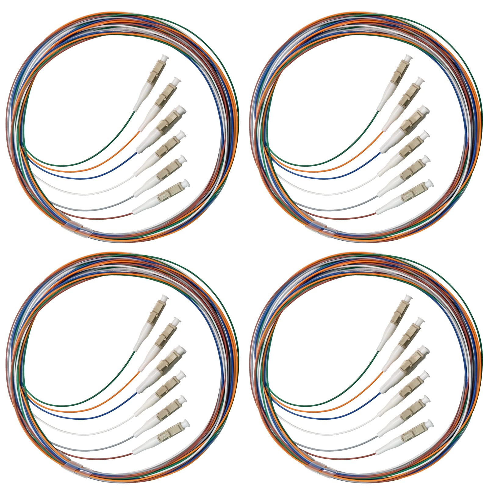 Bangun (4Pack) 6 Strand Multimode OM3 50/125 LC-UPC Fiber Pigtail, 1.5 Meters LC-OM3 Fiber Optic Pigtail