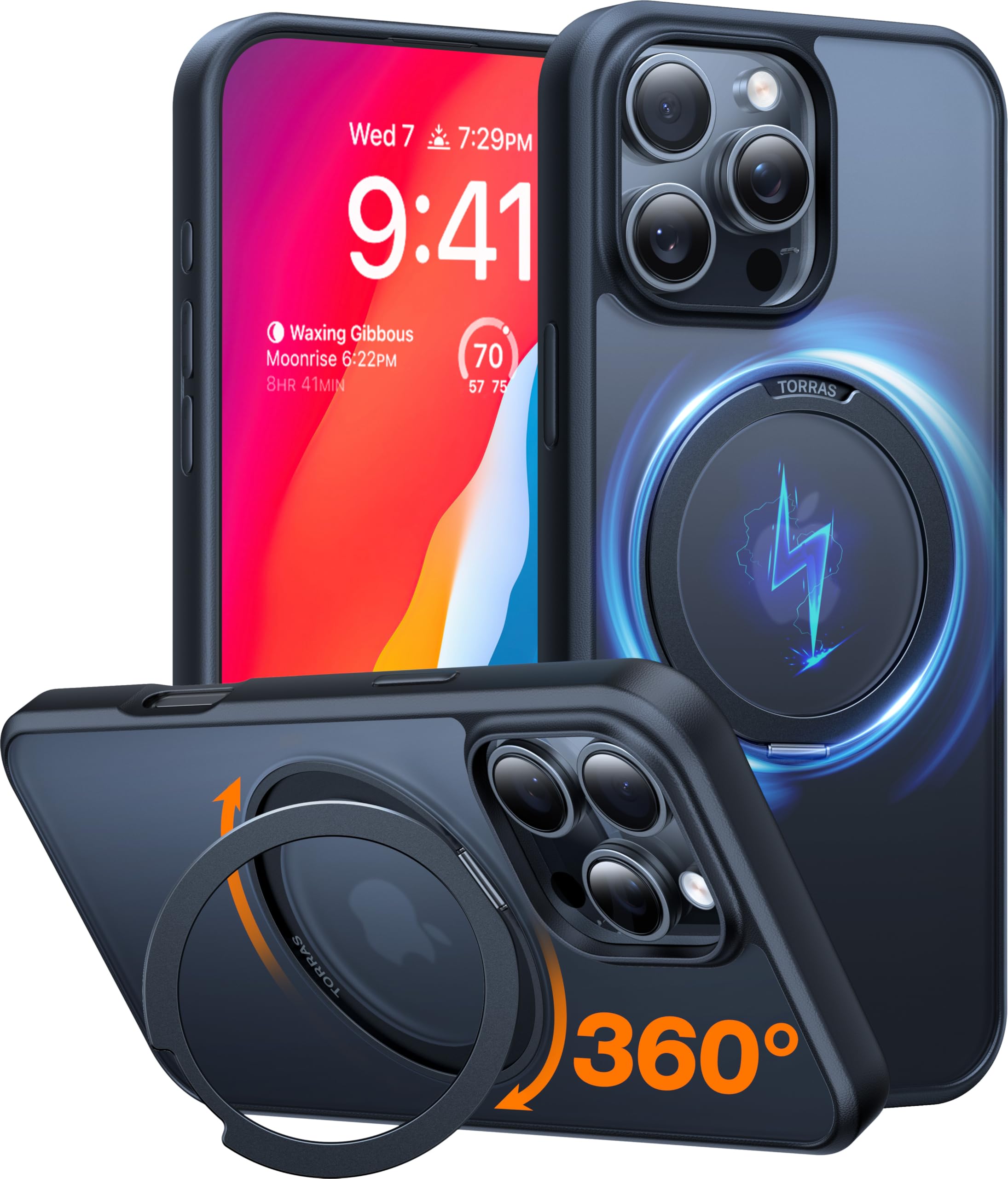 Torras Upgrade 360 Rotatable Magnetic For Iphone 16 Pro Case 6.3 Inch, Fit For Magsafe 16 Pro Phone Case, 16Ft Mil Grade Shockpr