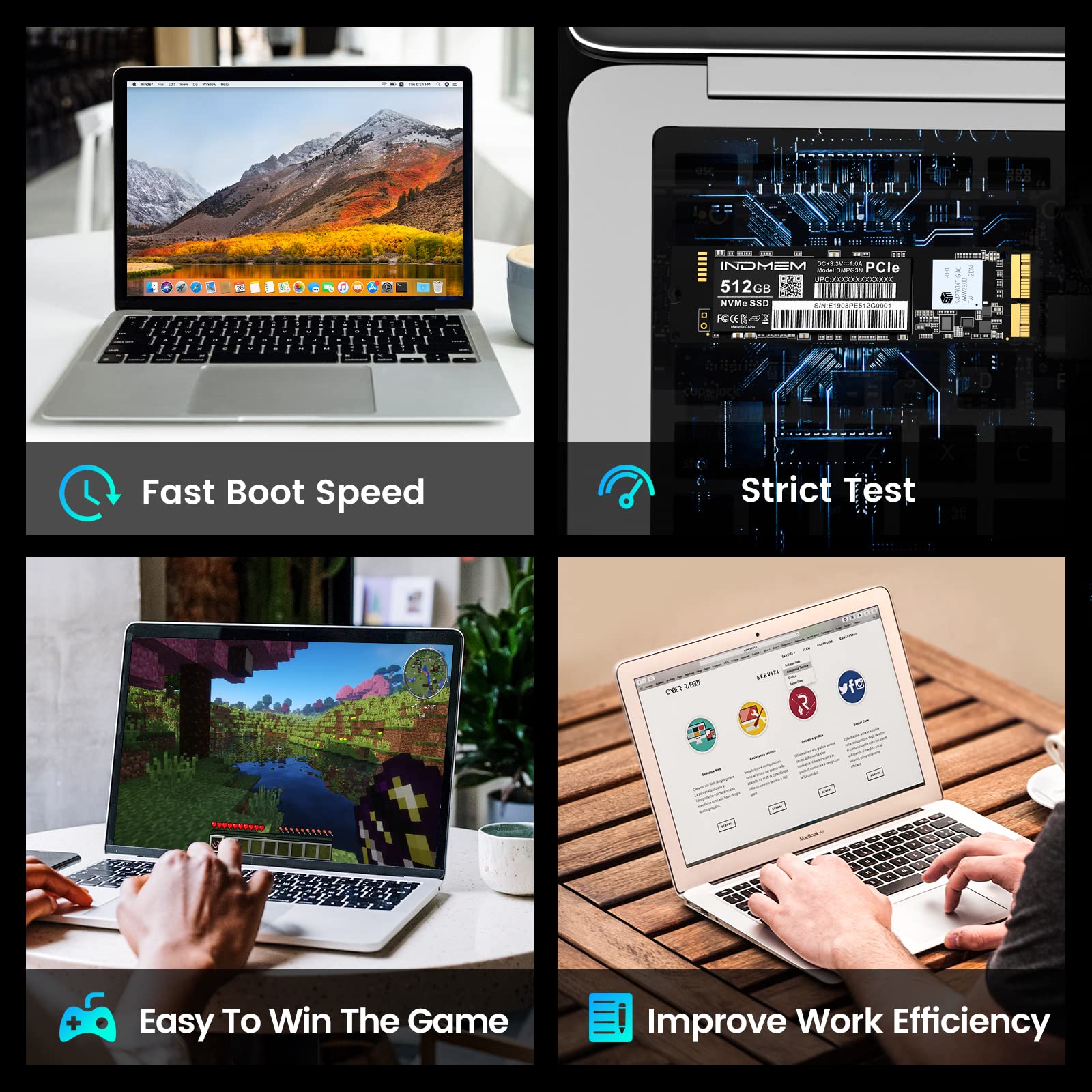 Indmem 512Gb Nvme Pcie Ssd 3D Tlc Nand Flash Hard Drive Disk 512G Only For Late 2013   Mid 2015 Macbook Pro, Mid 2013 2017 Macbook Air, Late 2013 2017 Imac, Late 2013 Mac Pro, Late 2014 Mac Mini