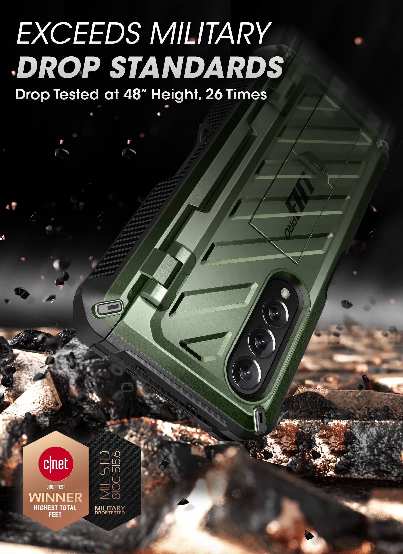 Supcase For Galaxy Z Fold 4 Case With S Pen Holder (Unicorn Beetle Pro), [Built-In Screen Protector & Stand] [Military-Grade Pro