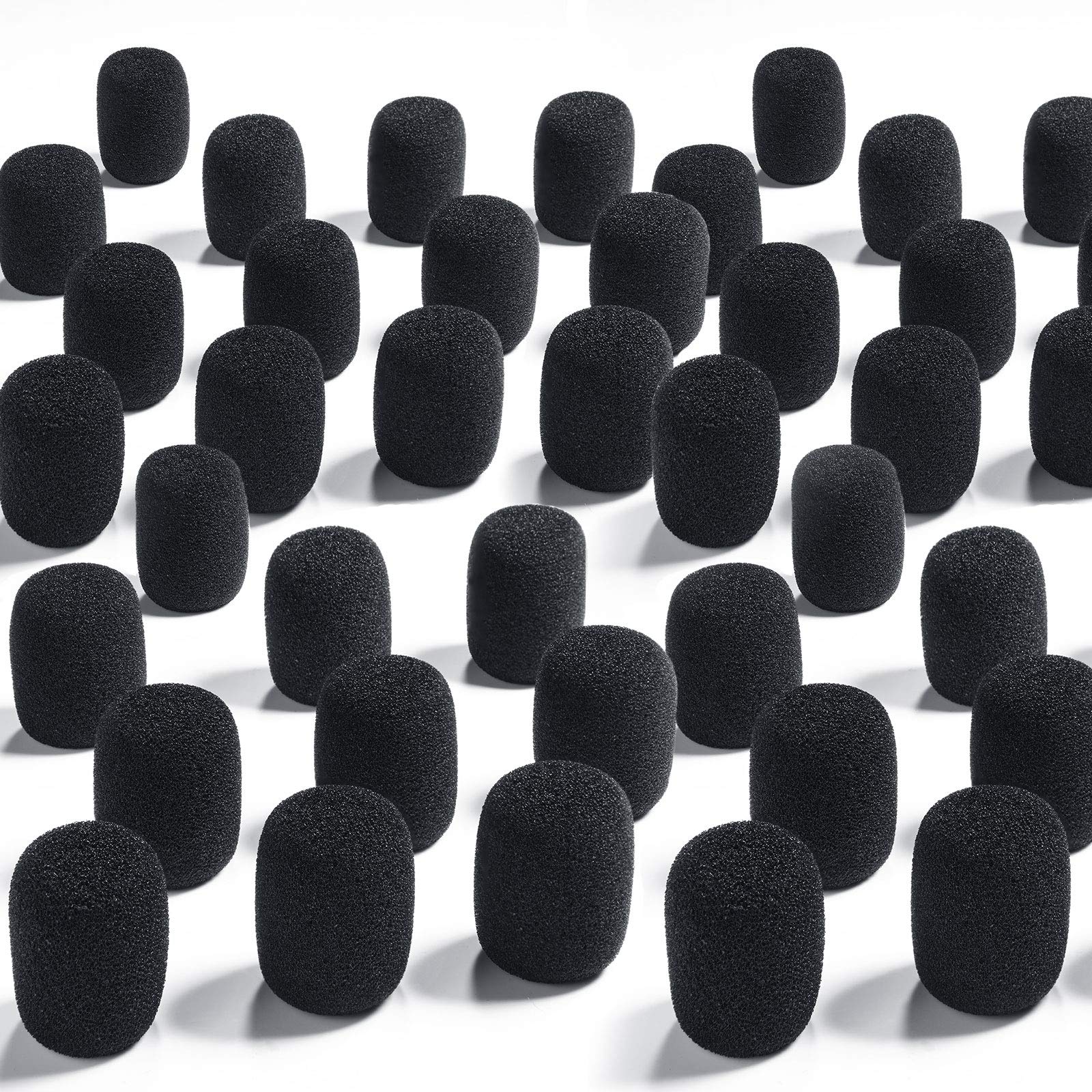 Weewooday 50 Pieces Foam Microphone Windscreen Mic Covers Foam Protection For Small Lapel And Headset Microphones, Black