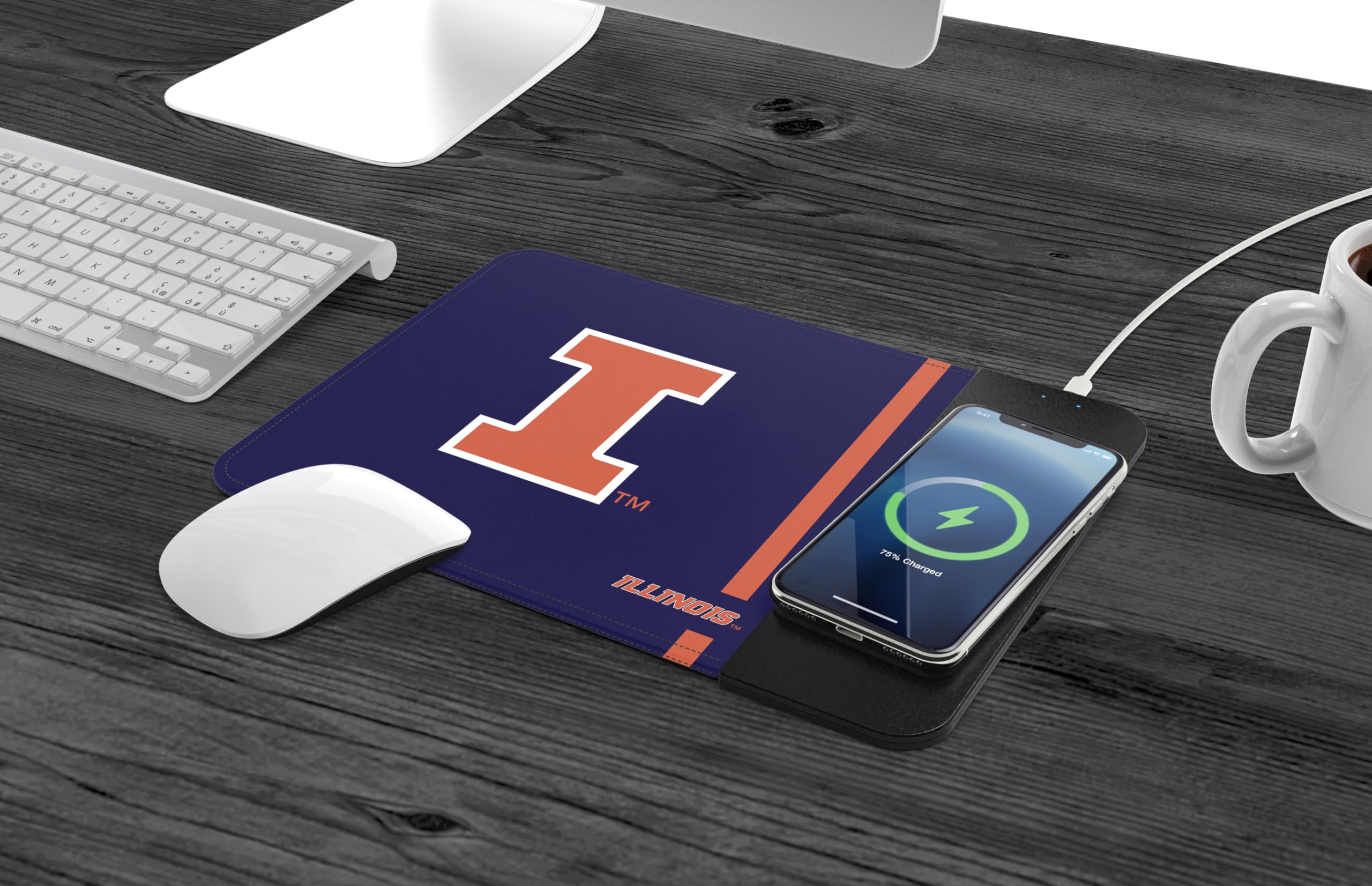Soar Ncaa Wireless Charging Mouse Pad, Illinois Fighting Illini