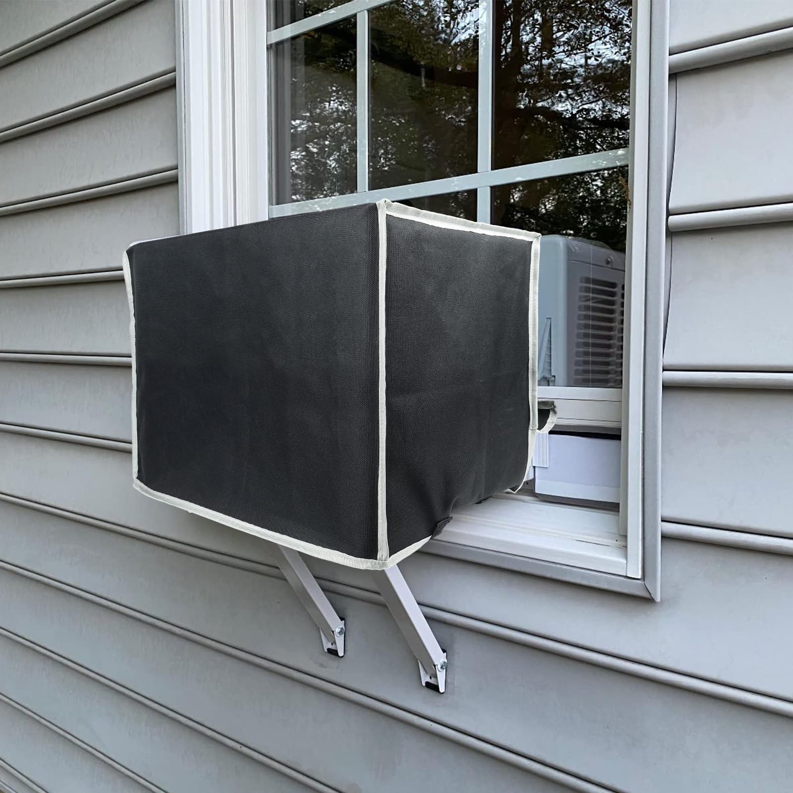 Garpernics Waterproof AC Cover for Midea U-Shaped Window Unit, 8000/10000/12000 BTU, UV-Resistant 420D Medium Duty Material