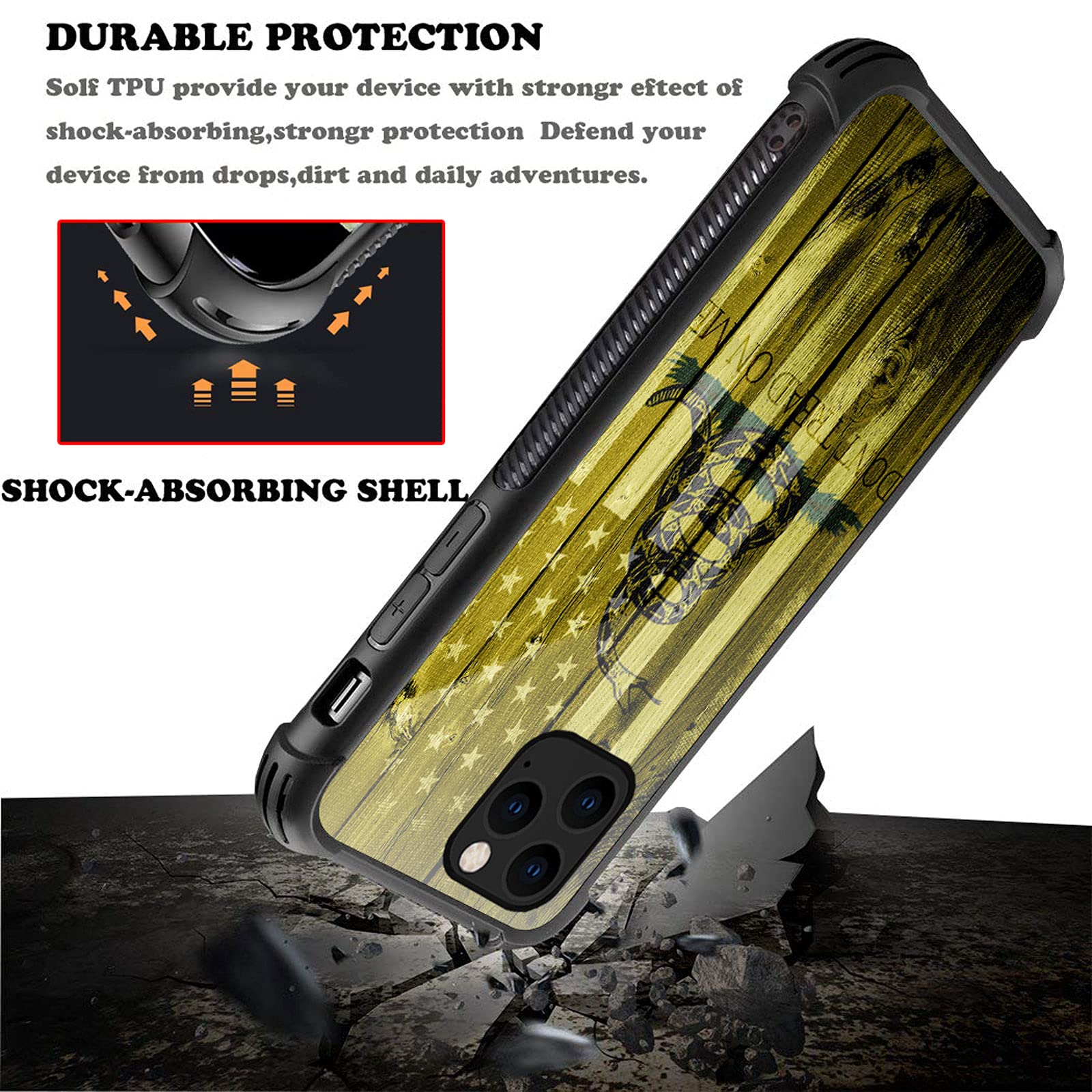 CARLOCA iPhone 13 Pro Max Shockproof Anti-Scratch Hard Acrylic Phone Case Dont Tread On Me USA Flag Graphic 6.7 inch