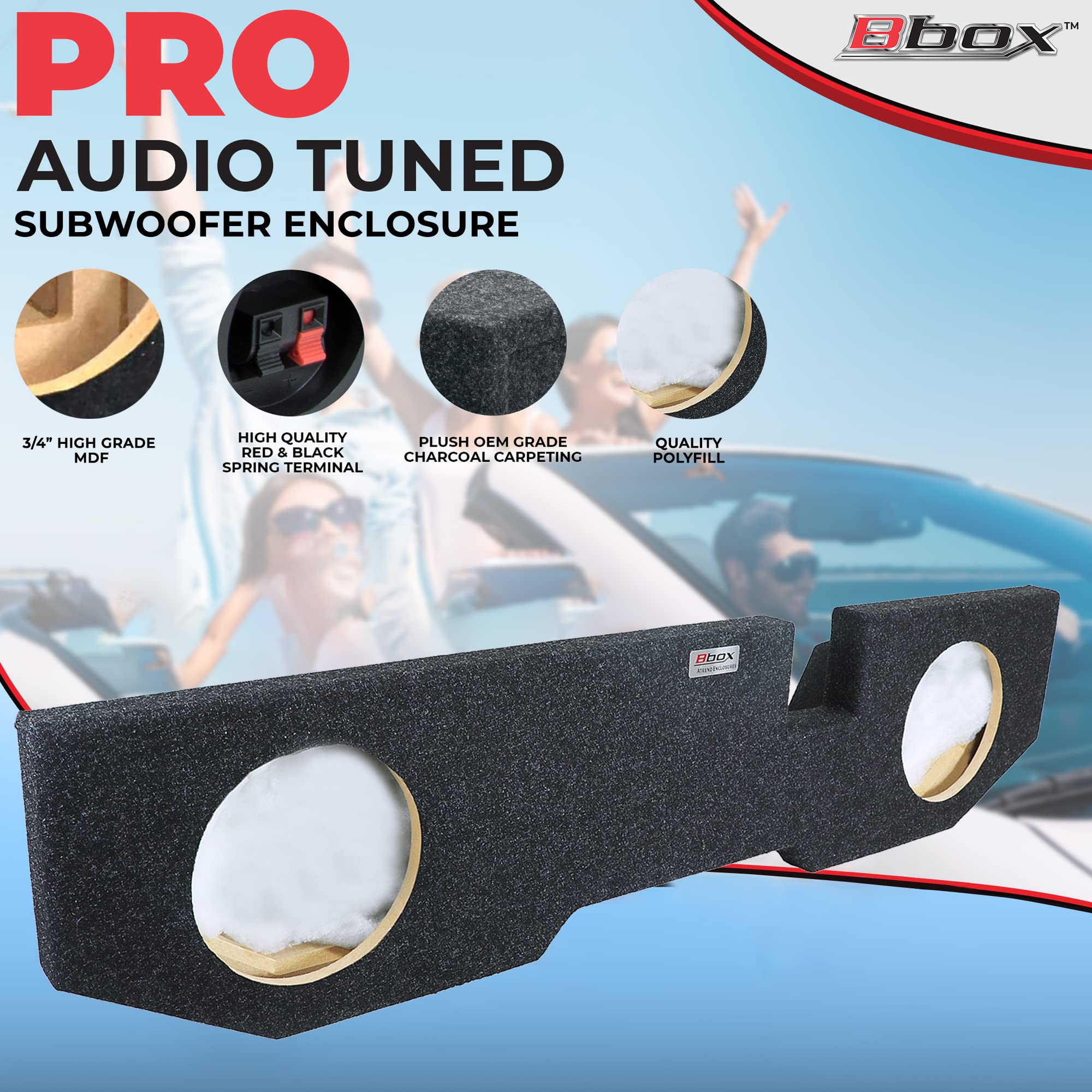 Bbox Dual 12 Inch Subwoofer Sealed Enclosure   Fits 2002   2018 Dodge Ram Quad Cab   Carpeted Car Subwoofer Boxes & Enclosures