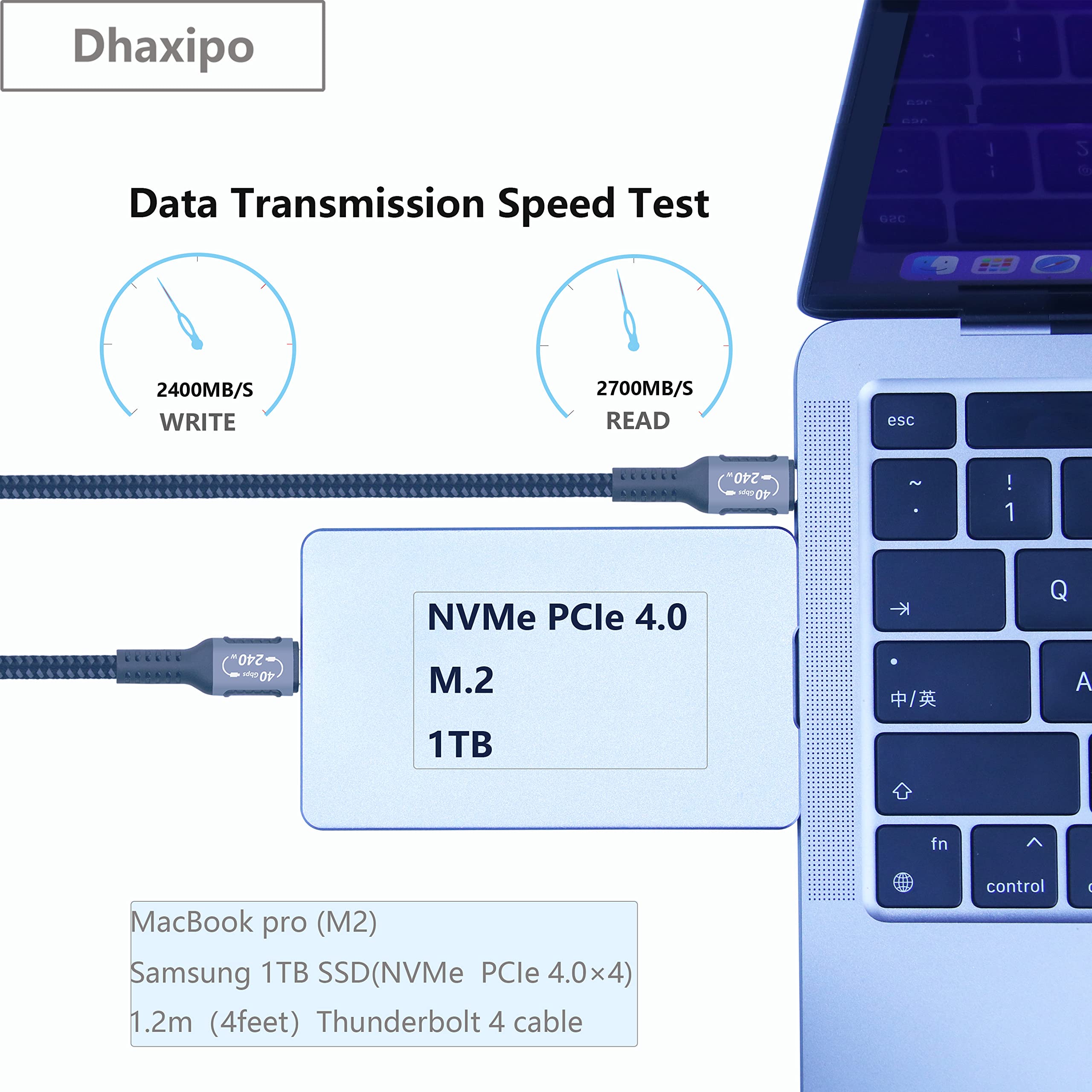 Dhaxipo Usb 4 For Thunderbolt 4 Cable 2.6Ft/0.8M,40 Gbps Data Transfer With 240W And 4K@144Hz 5K@ 60Hz Or 8K@30Hz,Compatible Wit