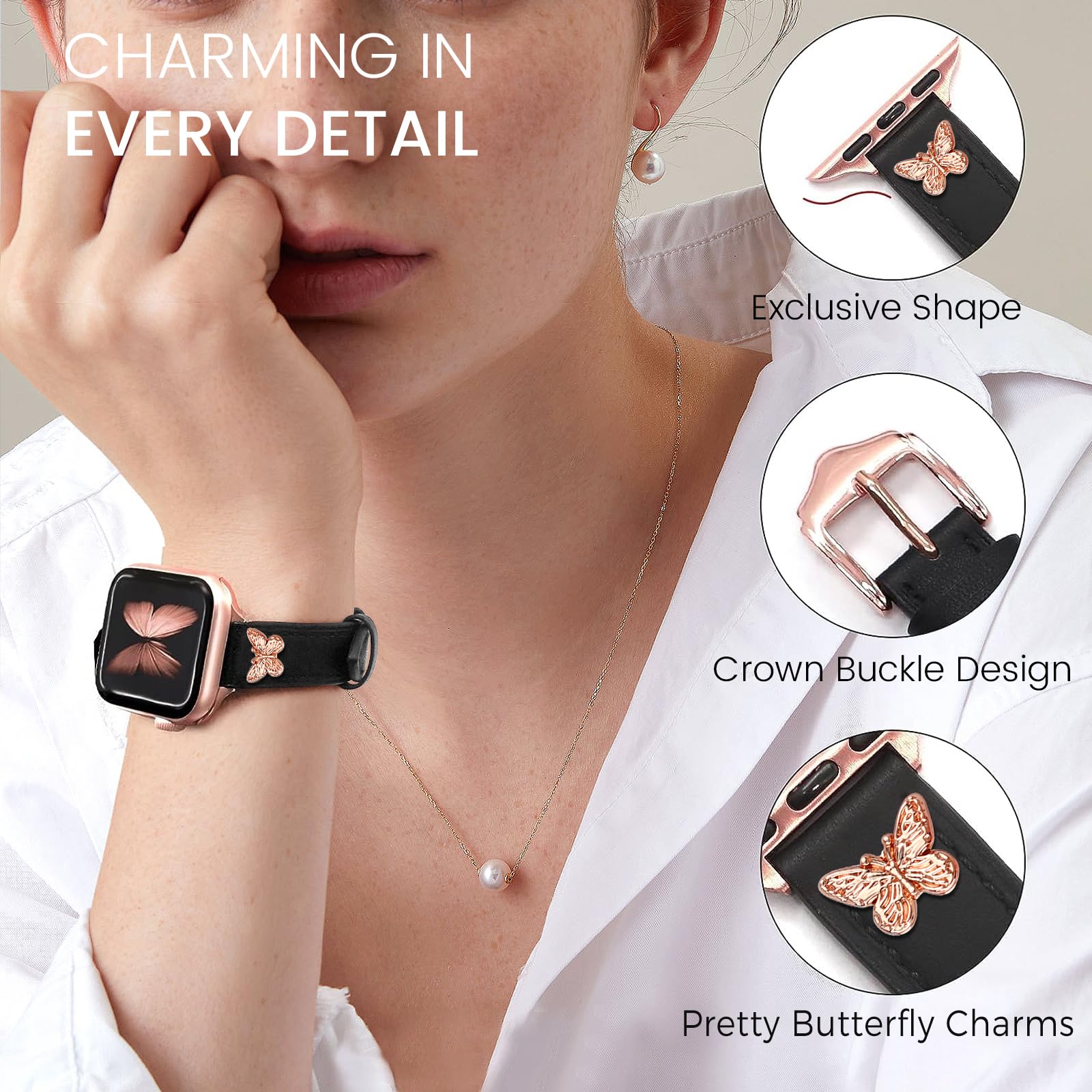 Jr.Dm Slim Leather Bands Compatible With Apple Watch Band 38Mm 40Mm 41Mm 42Mm 44Mm 45Mm 46Mm 49Mm, Top Genuine Leather Band With