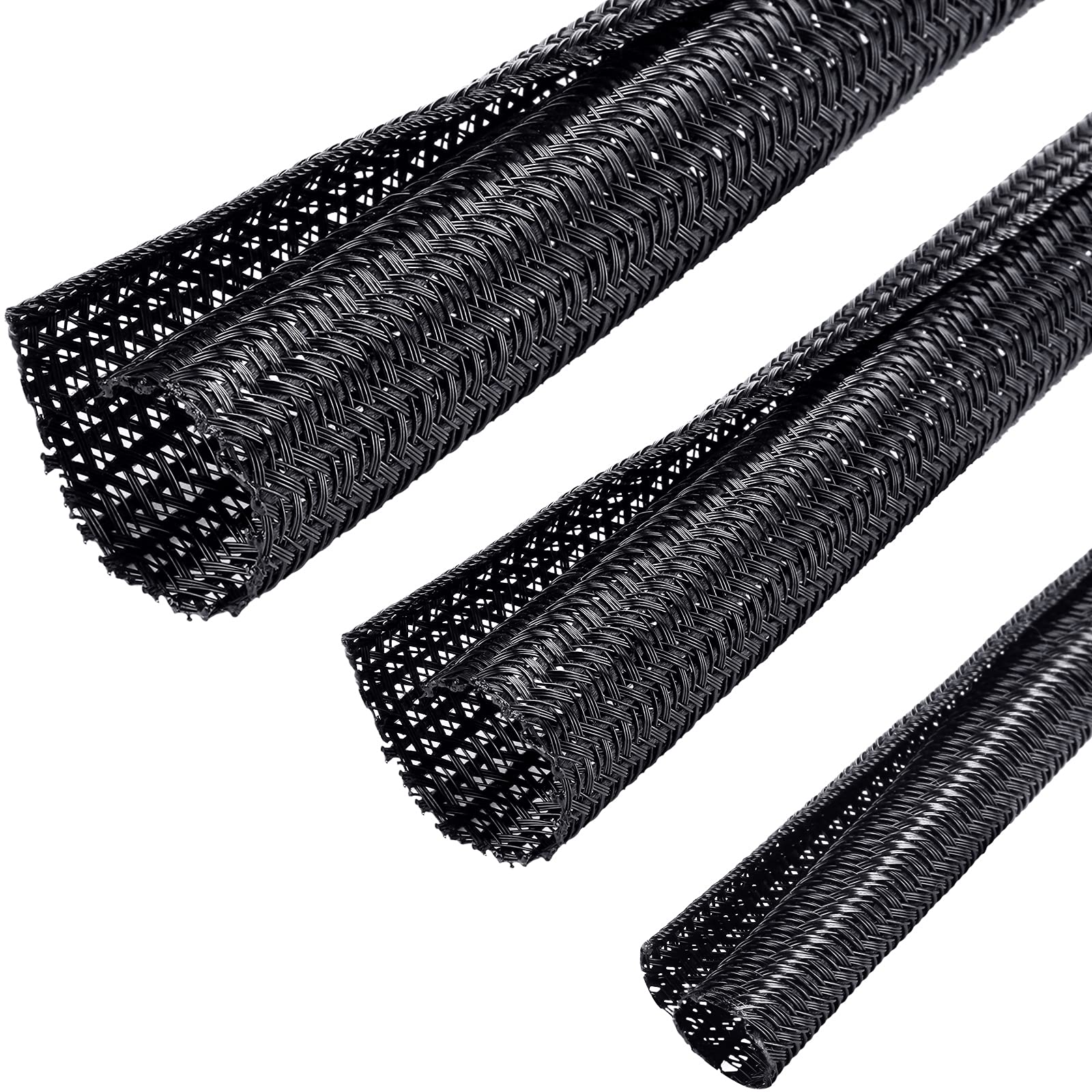 Boao 3 Pieces Cord Protector Wire Loom Tubing Cable Sleeve Split Sleeving For Usb Charger Cable Cord Cover Audio Video Cable (3/