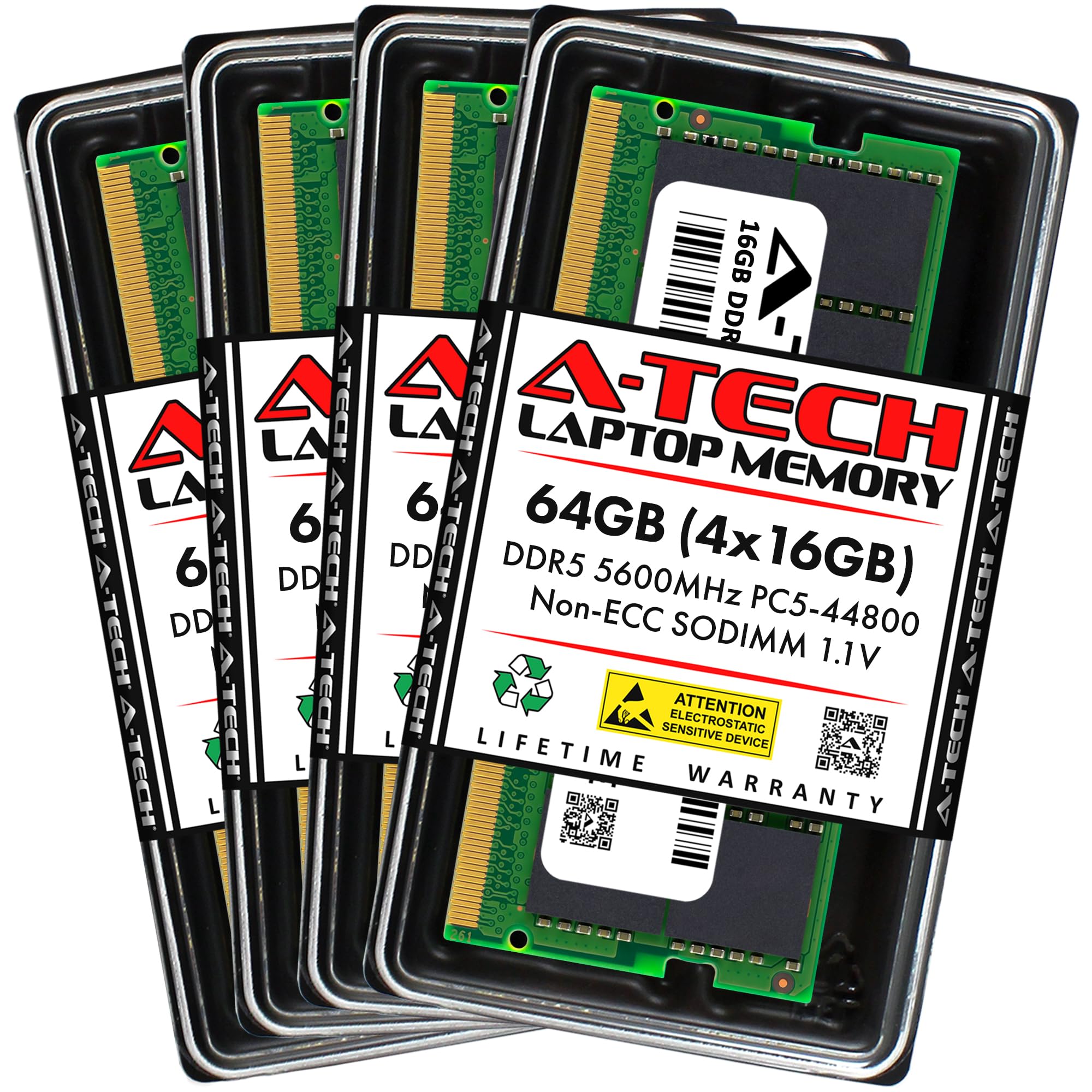 A Tech 64Gb Kit (4X16Gb) Ddr5 5600Mhz Pc5 44800 Cl46 Sodimm 1.1V Non Ecc Unbuffered So Dimm 262 Pin Laptop Ram Memory Upgrade Mo