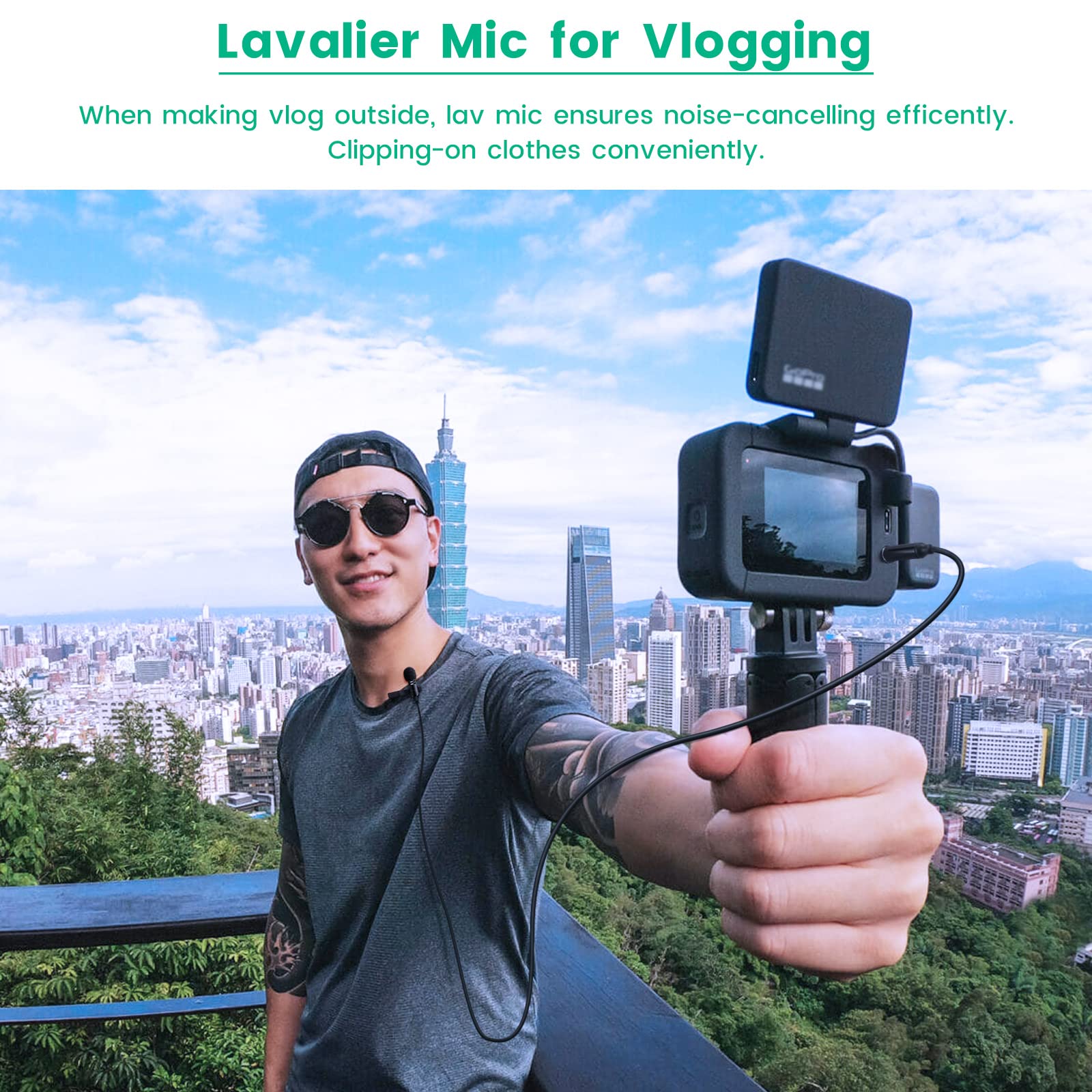 Weishan Media Mod Mic For Gopro Hero11 10 9 Black Action Camera, Lavalier Lapel Videomic Clip On Microphone Compatible With Gopr