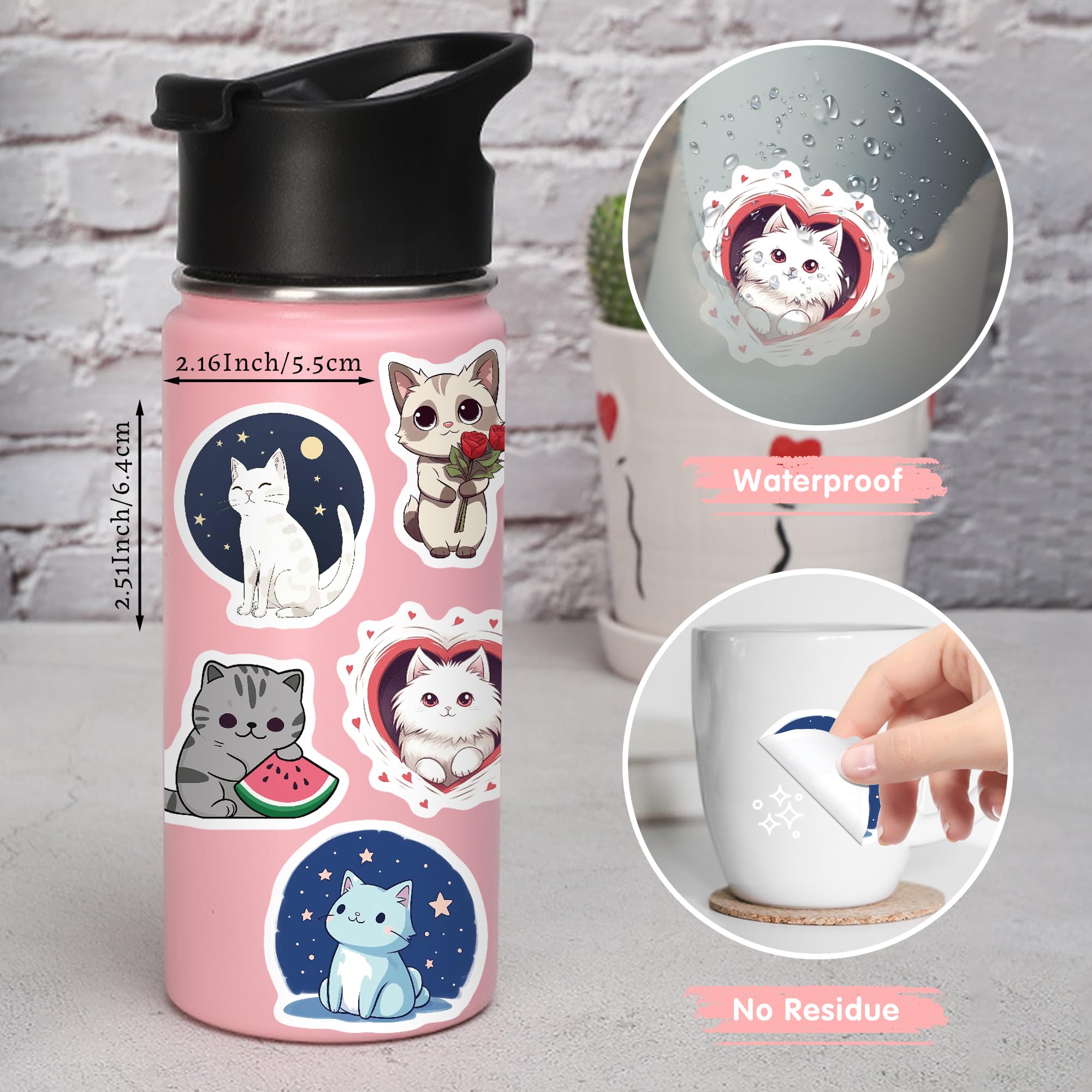 202 Pcs Cat Stickers,Funny Cat Stickers Waterproof Vinyl Gifts For Laptop,Water Bottle,Phone,Luggage,Unique Designed Cat Stickers For Teens Adults Kids Boys Girls Birthday Party Supplies Decoration