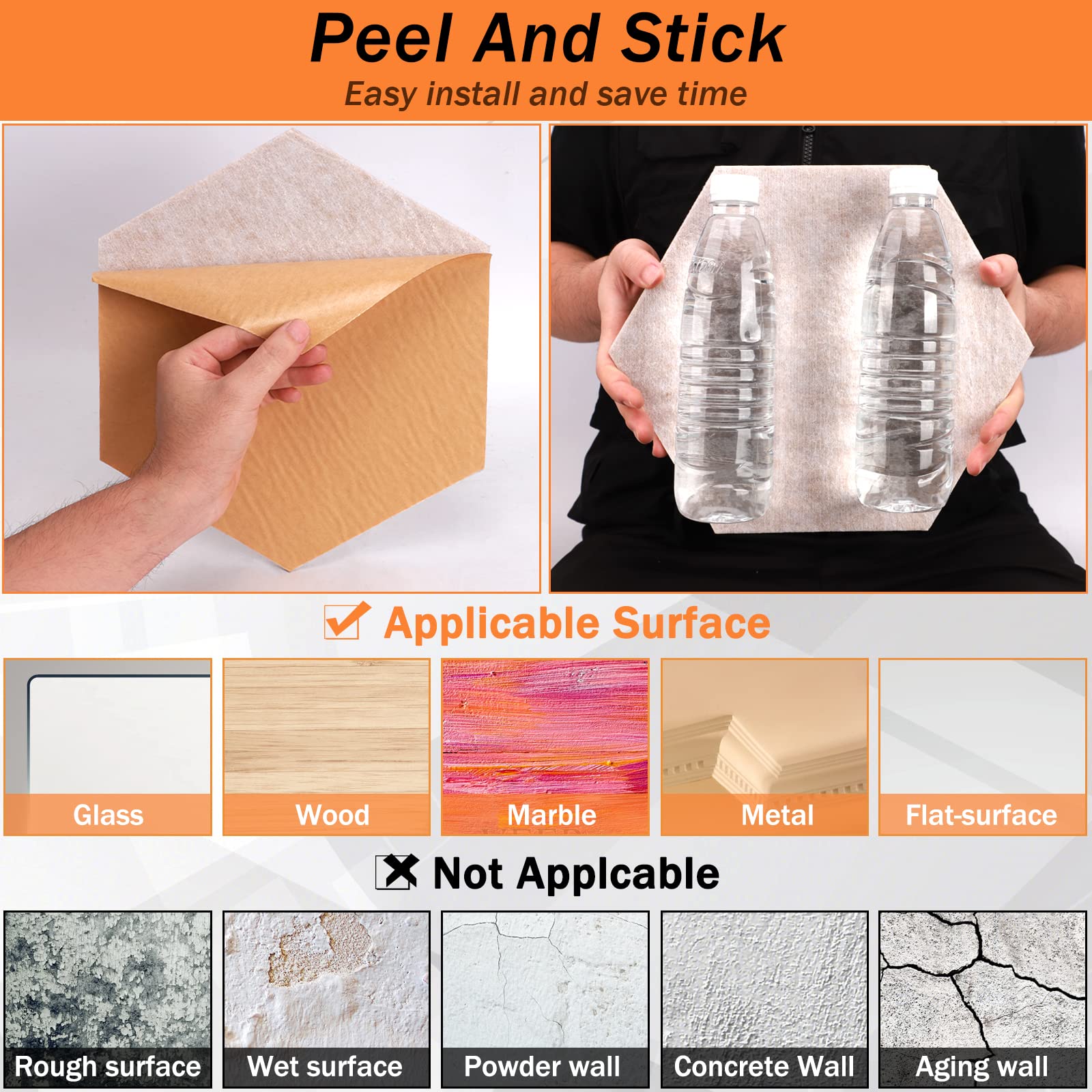 Dekiru 12 Pack Acoustic Panels, Sound Proof Foam Panels Hexagon Self Adhesive 12''X10''X0.4'', Flame Resistant Soundproof Wall P