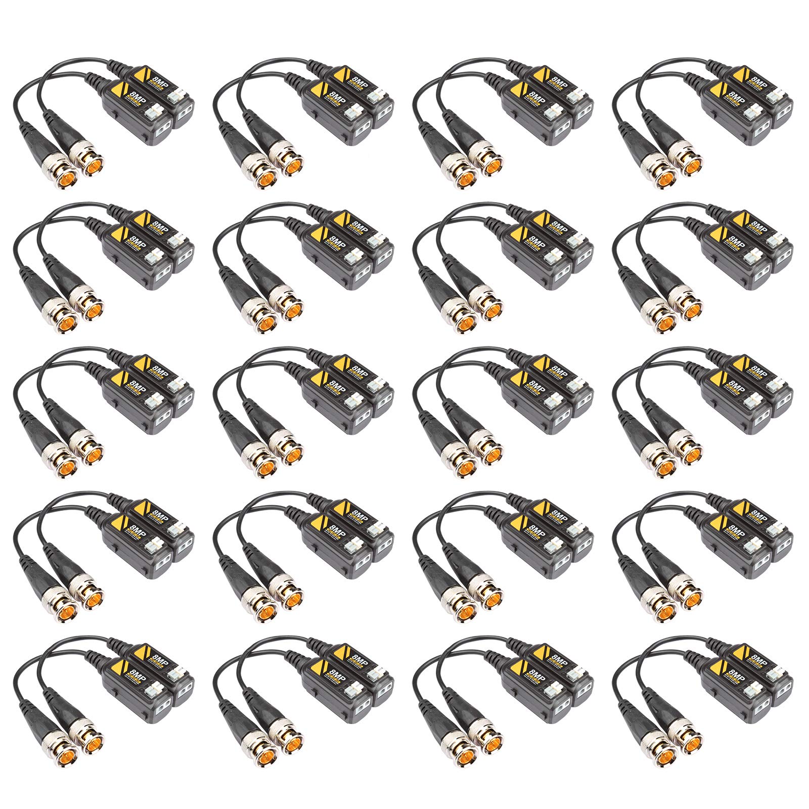 Heneng 20 Pairs Video Balun Connectors Passive Ahd/Tvi/Cvi/Cvbs Signal Transceivers Max. 8Mp Compatible With 720P/960P/1080P/3Mp