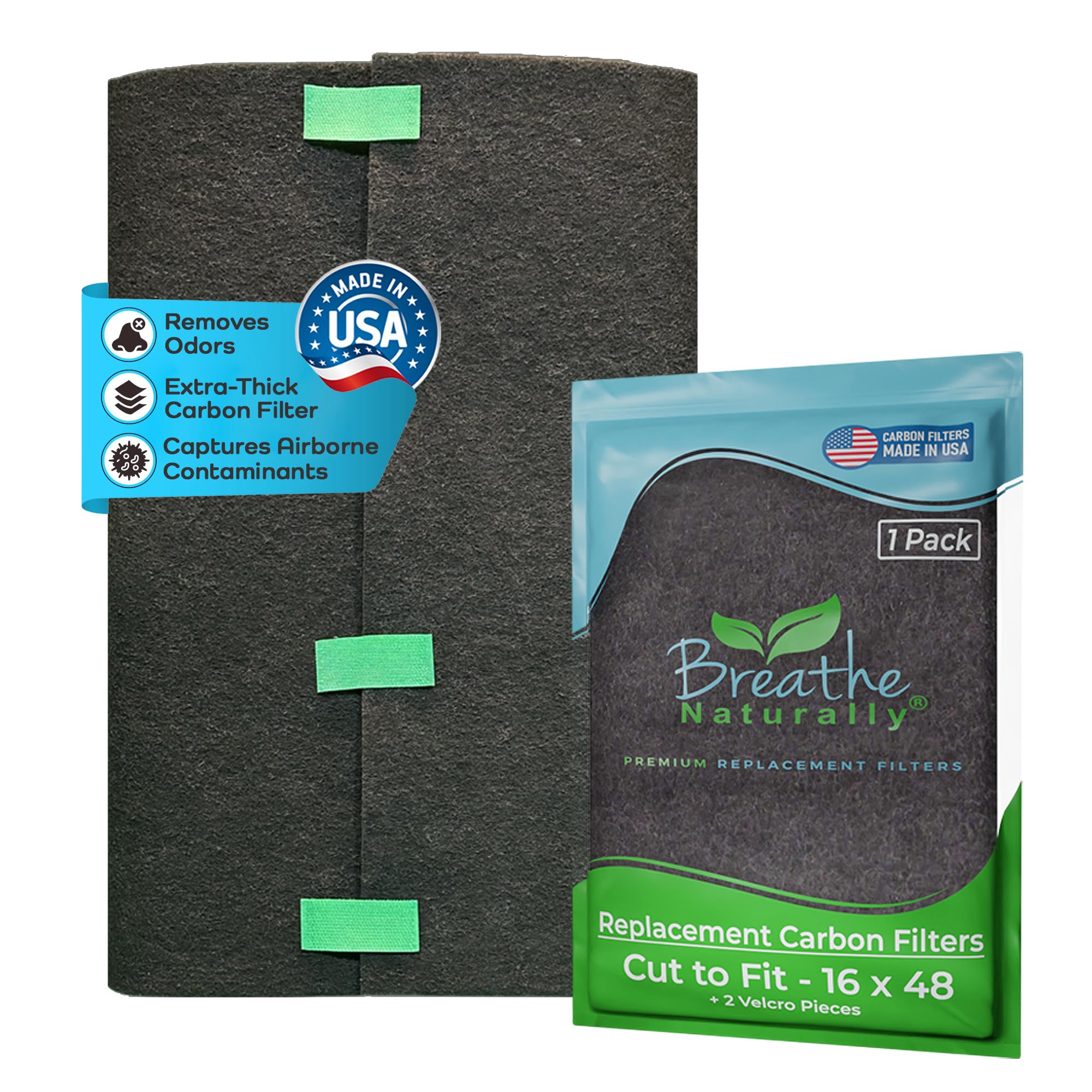 Breathe Naturally Universal Cut to Fit Carbon Activated Air Filter - Replacement Charcoal Filters - Pre Filter Carbon Sheet for 