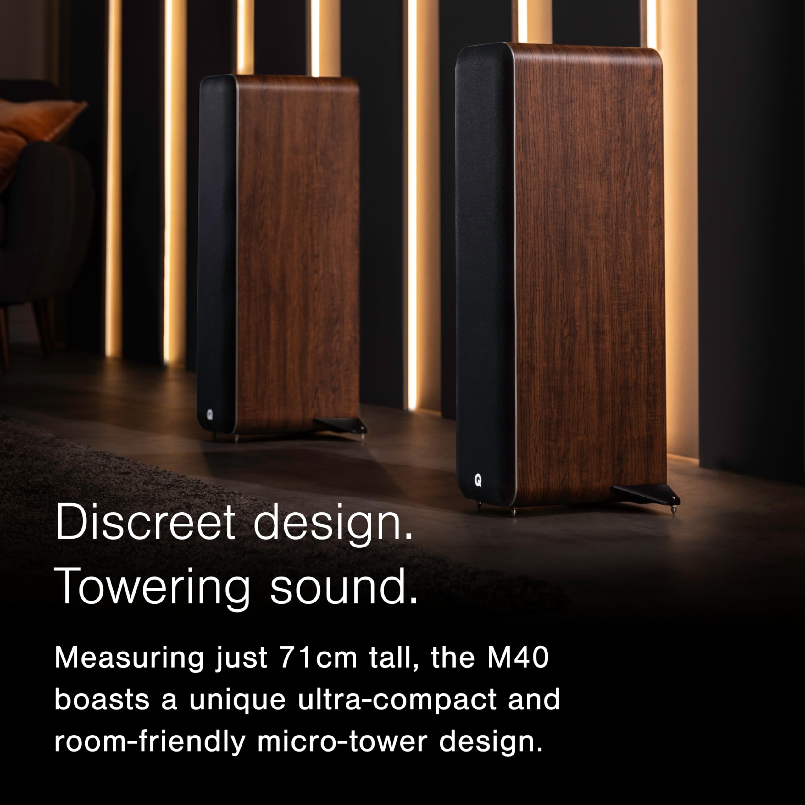 Q Acoustics M40 Bluetooth Floor Standing Speakers, 5" Driver, 0.9" Tweeter, 38Hz-22kHz, Black