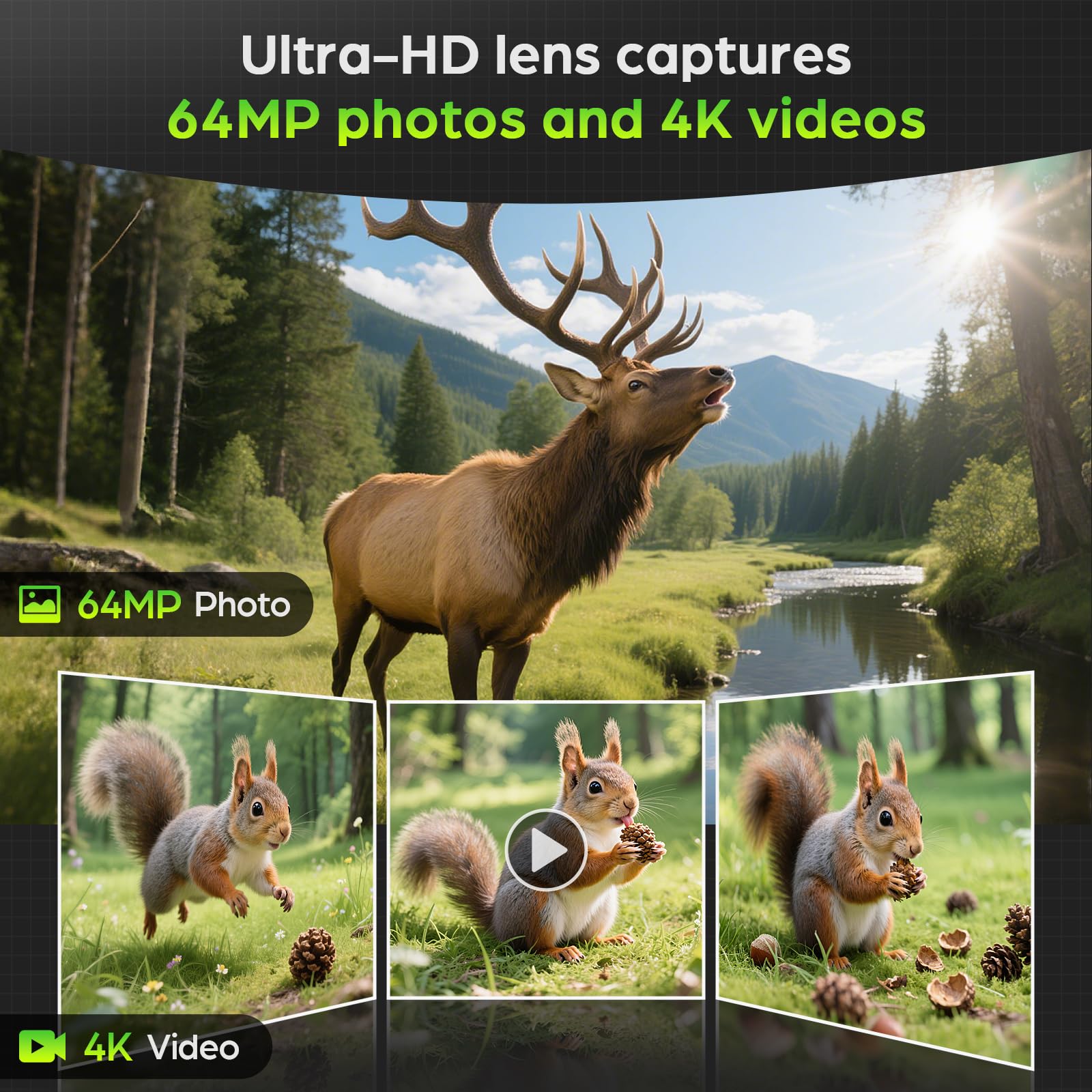 Vidvis Wifi Trail Camera Solar, 4K 64Mp Game Cam With Night Vision Motion Activated Waterproof Ip66, 0.2S Trigger Trail Cam With