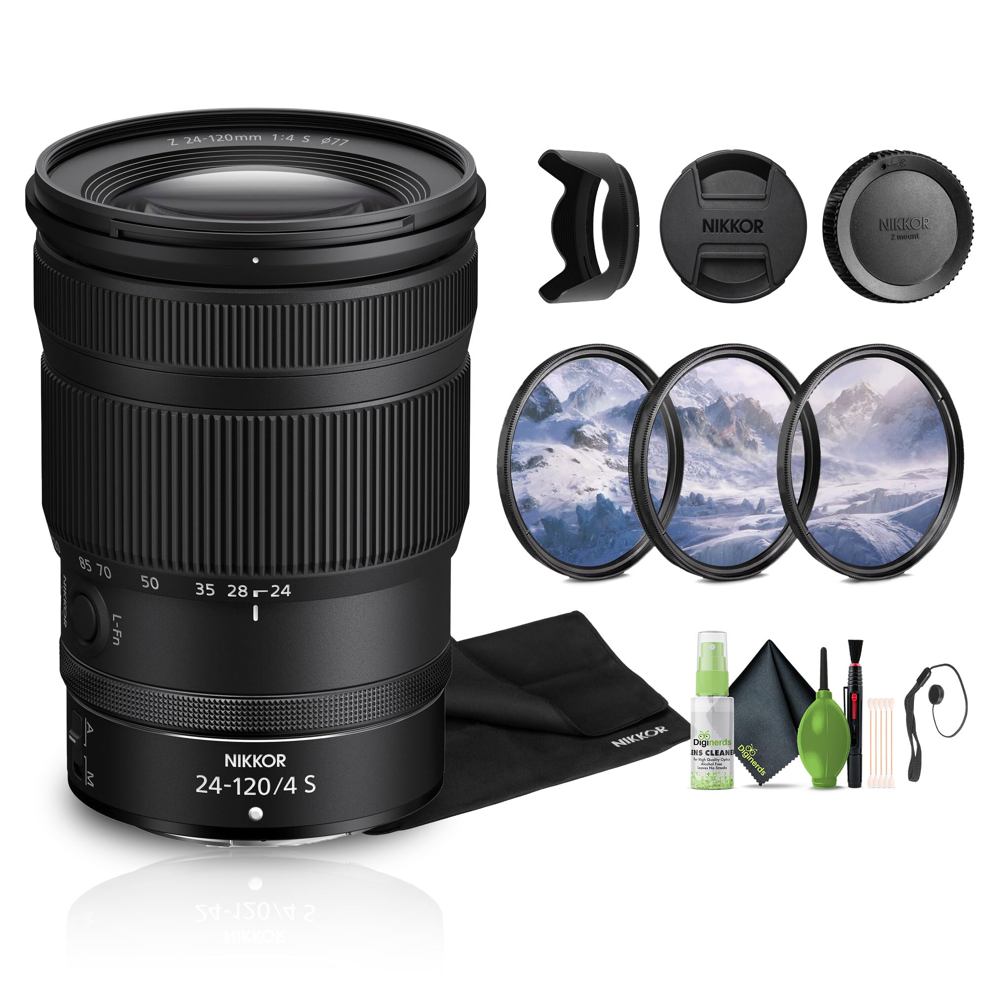 Nikon NIKKOR Z 24-120mm f/4 S All-in-one Zoom Lens Z + Cleaning Kit + 3 Piece Filter Kit + Lens Cap