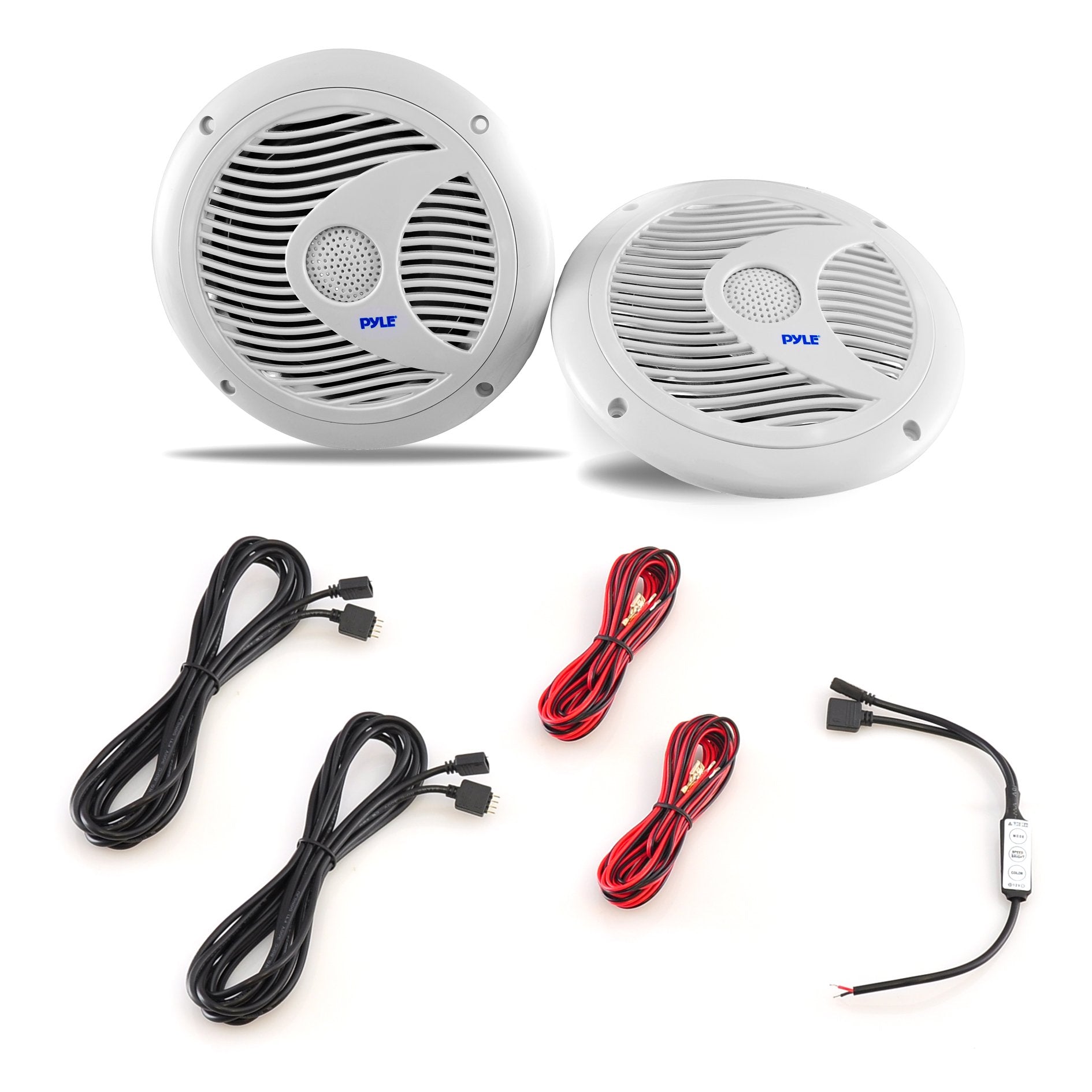 Pyle 6.5 Inch Dual Marine Speakers - Ip44 Waterproof And Weather Resistant Outdoor Audio Stereo Sound System With Built-In Led L