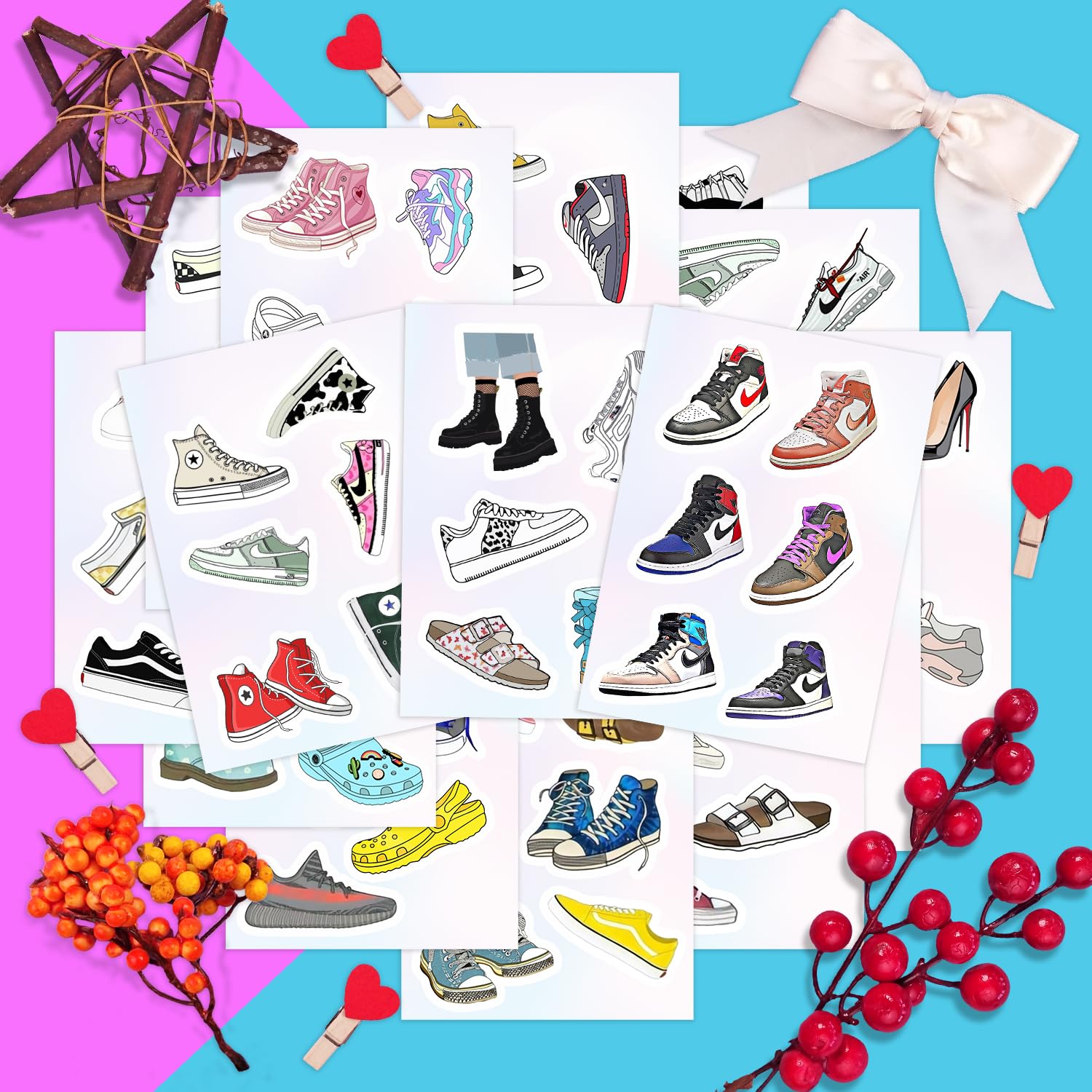 Shoe Stickers For Water Bottle And Laptop   Shoe Party Favors & Decorations, Waterproof Vinyl Decals, Fashion And Footwear Stick