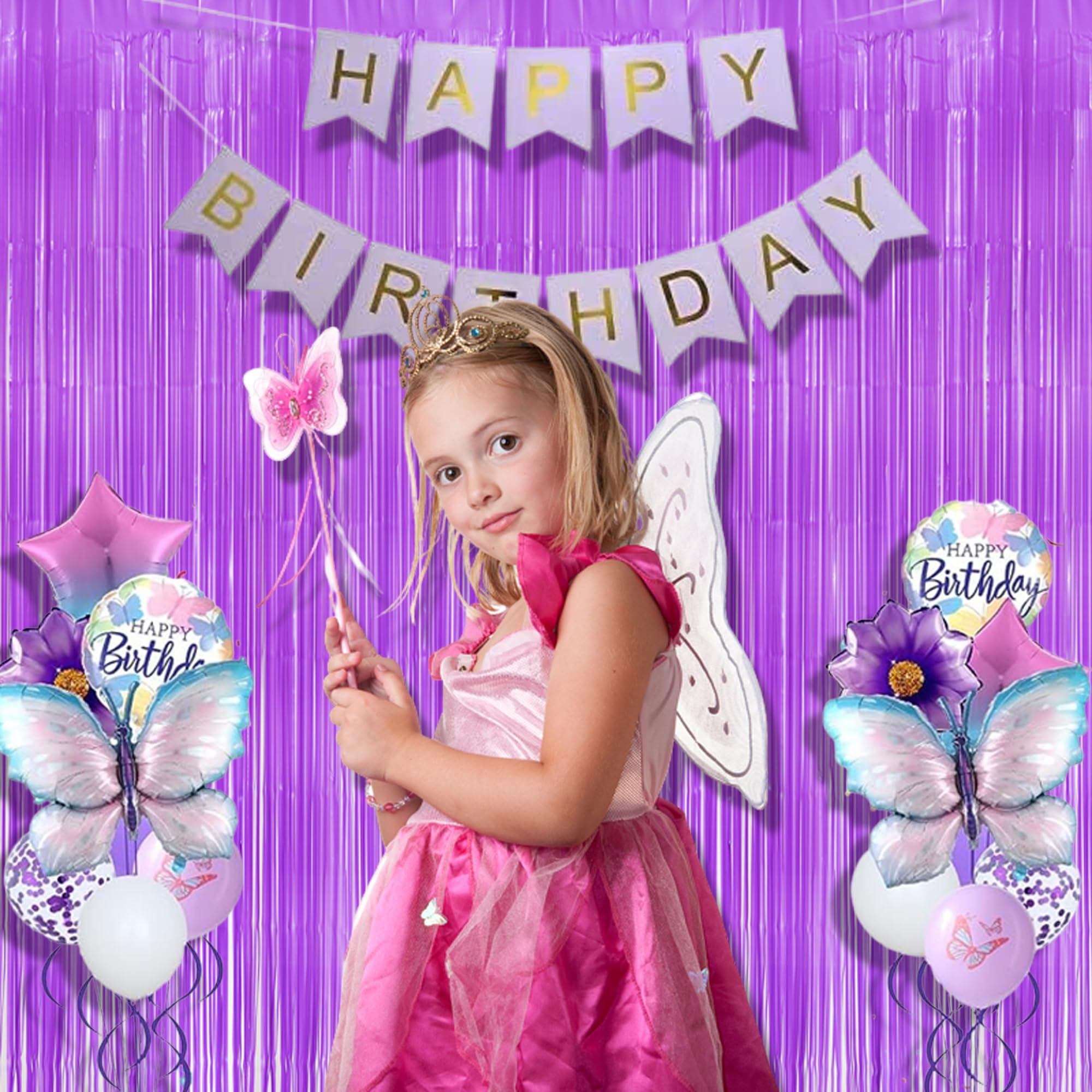 Braveshine Tinsel Photo Backdrop Curtains   2Pcs 3.2X8.2Ft Macaron Purple Foil Fringe Streamer Curtain For Birthdays Bachelorett