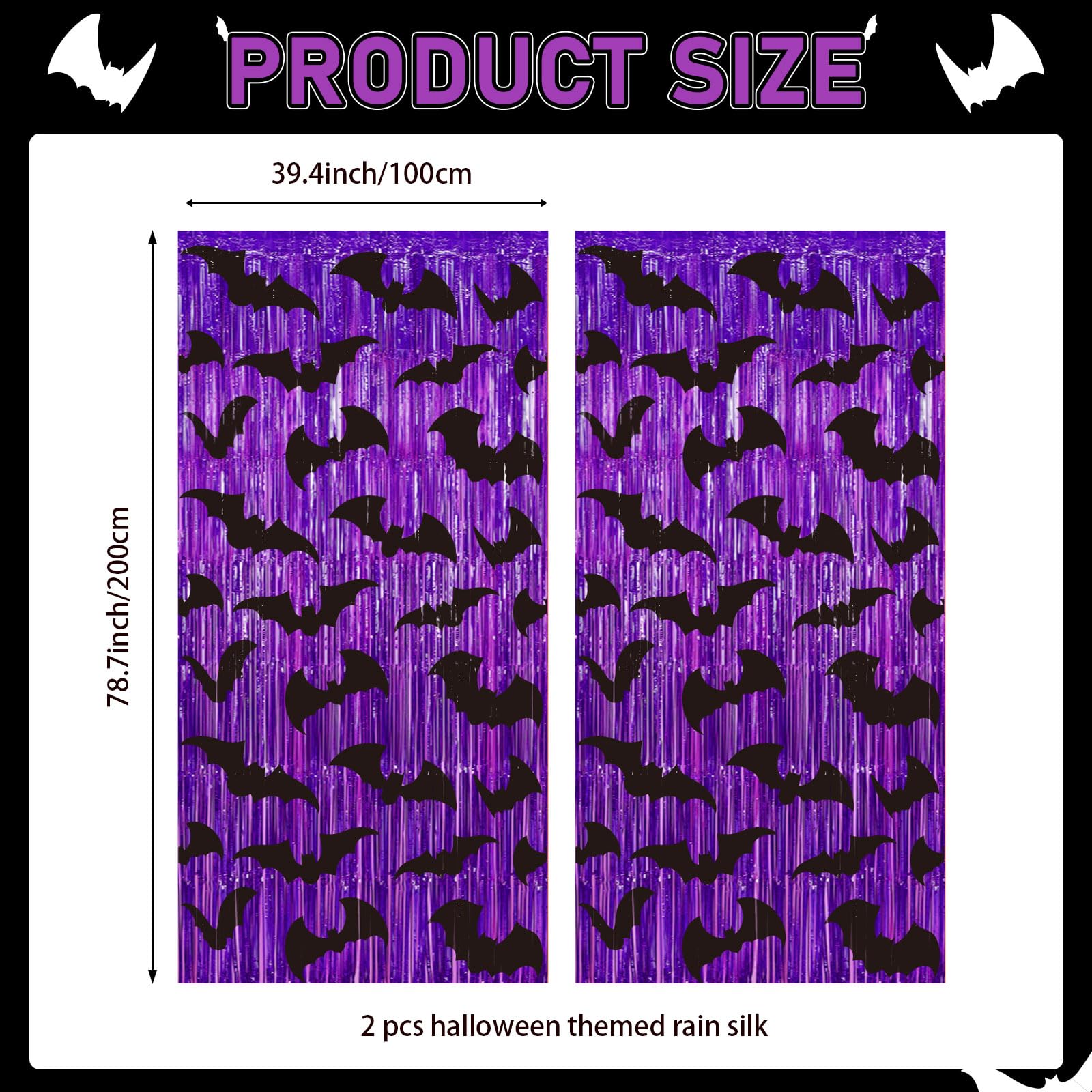 Yavxzvbw Purple Halloween Fringe Curtain Halloween Party Decorations Halloween Photo Backdrop With Purple Black Bat Decorations