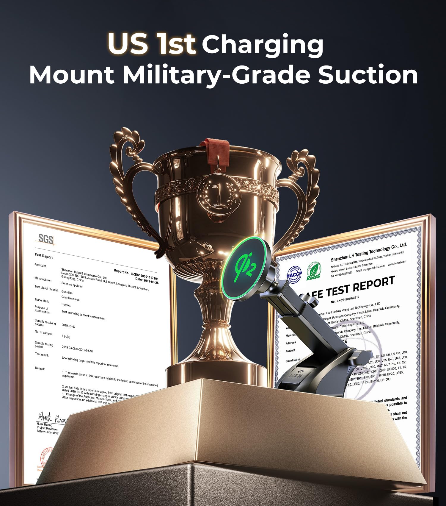 ?Qi2 Certified90Lbs Vacuum Magnetic Suction?15W Fast Wireless Car Charger Mount For Magsafe, 360 Adjustable Arm, Dashboard/Winds