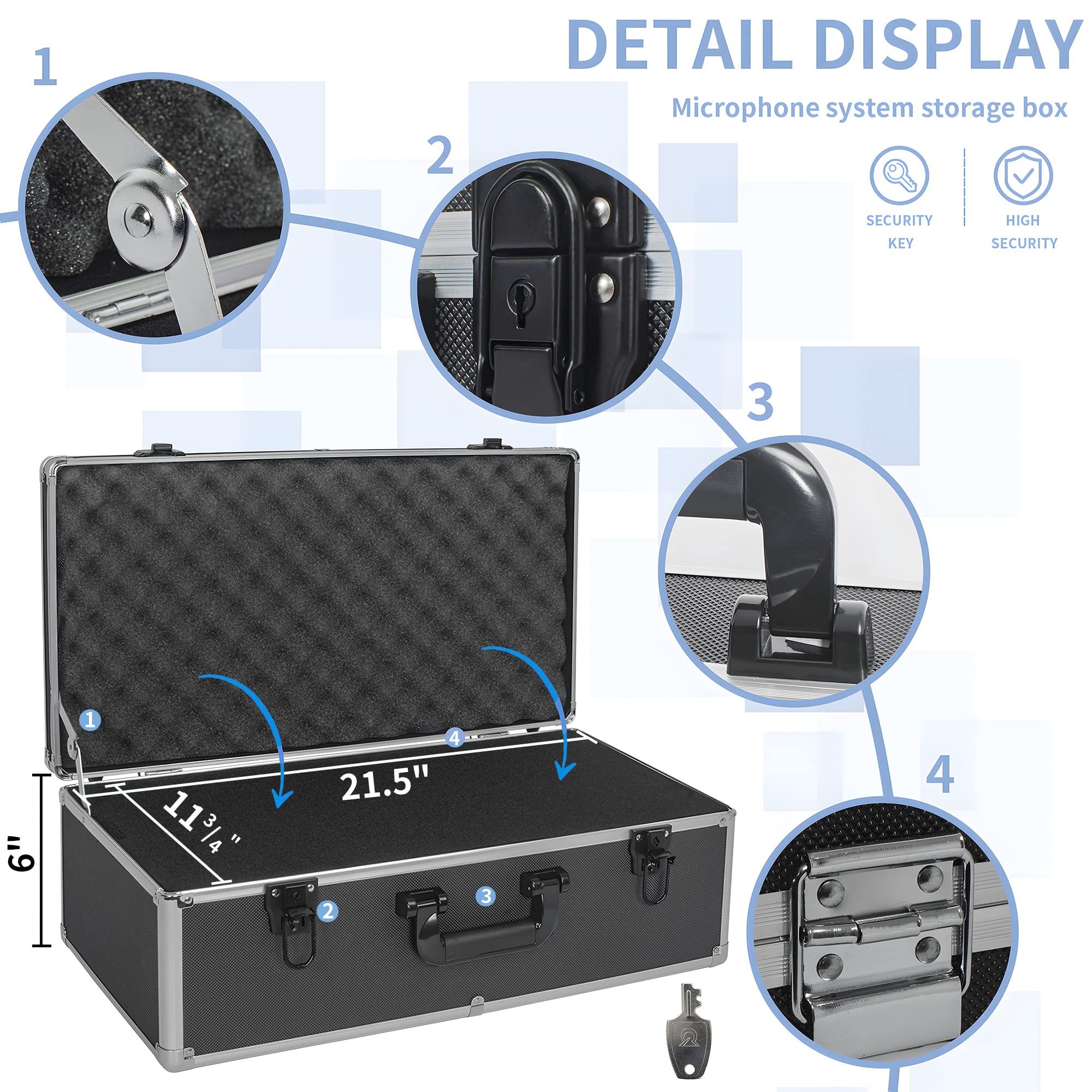 Ithwiu 22 Inch Hard Carrying Case Ideal For Wireless Mic System Storage & Camera Gear Transportation, Aluminum Alloy Sturdy Buil
