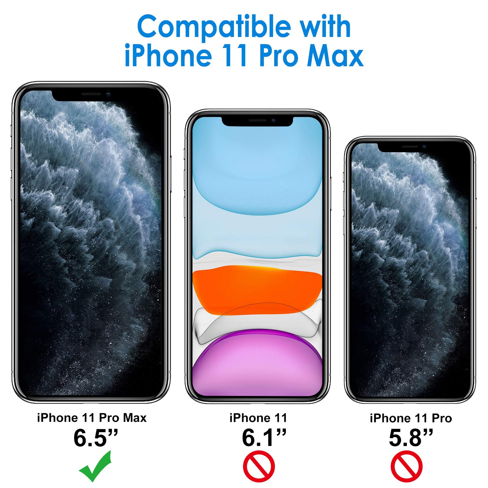 Jetech Case For Iphone 11 Pro Max 65 Inch, Non Yellowing Shockproof Phone Bumper Cover, Anti Scratch Clear Back (Clear)